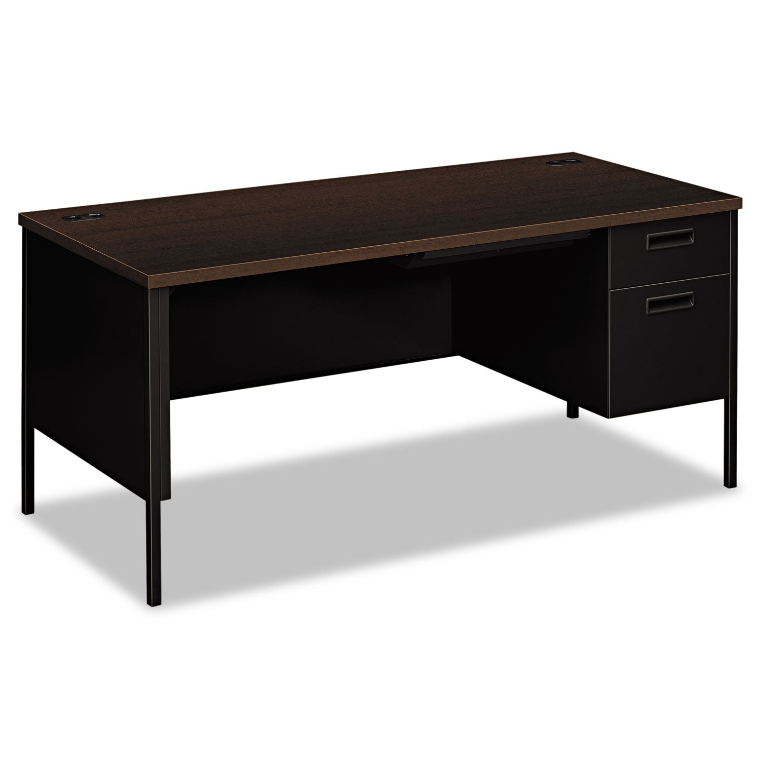 Metro Classic Series Right Pedestal "L" Workstation Desk, 66" x 30" x 29.5", Mocha/Black -