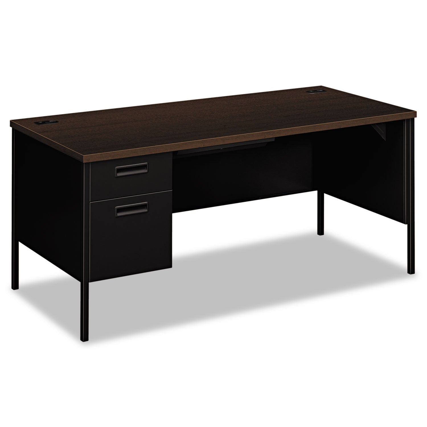 Metro Classic Series Left Pedestal "L" Workstation Desk, 66" x 30" x 29.5", Mocha/Black -