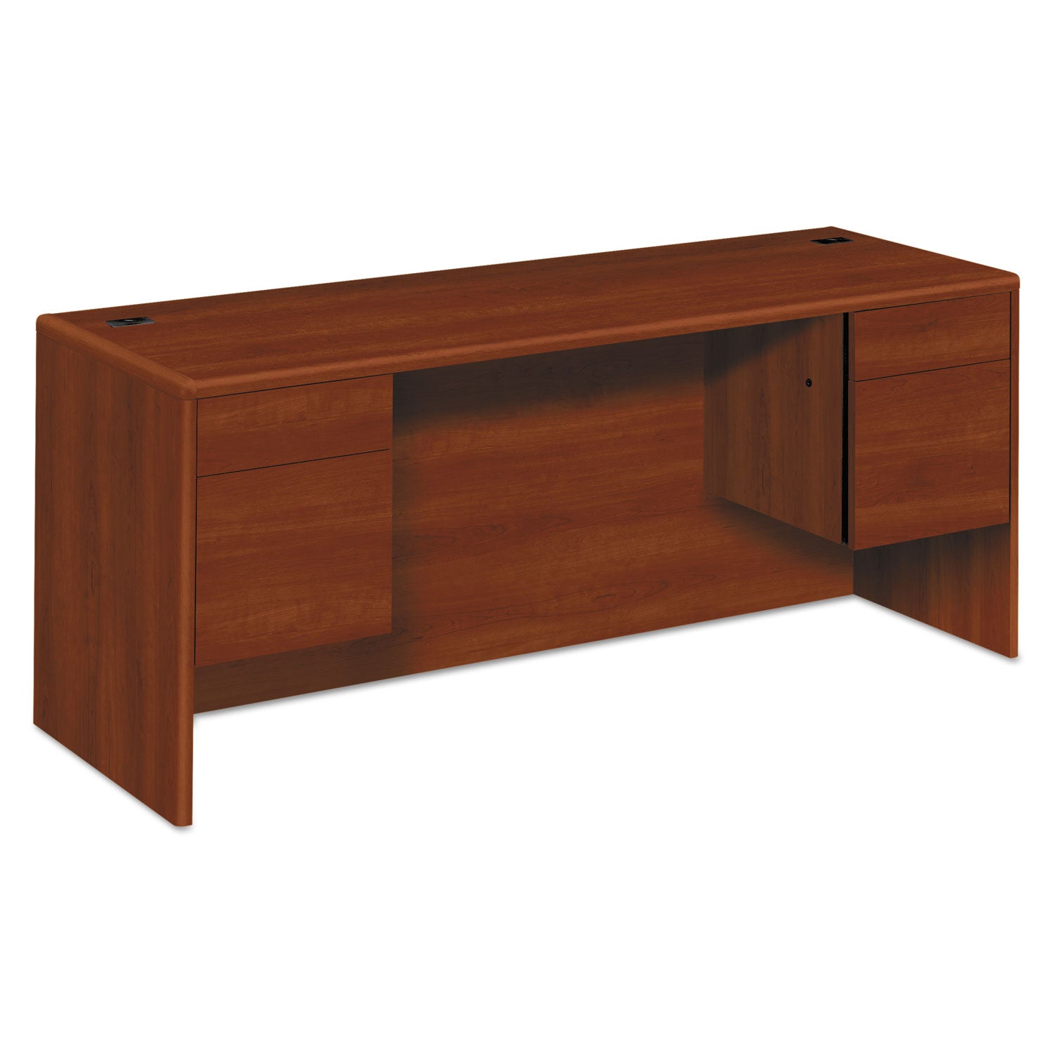 10700 Kneespace Credenza, 3/4 Height Pedestals, 72w x 24d x 29.5h, Cognac -