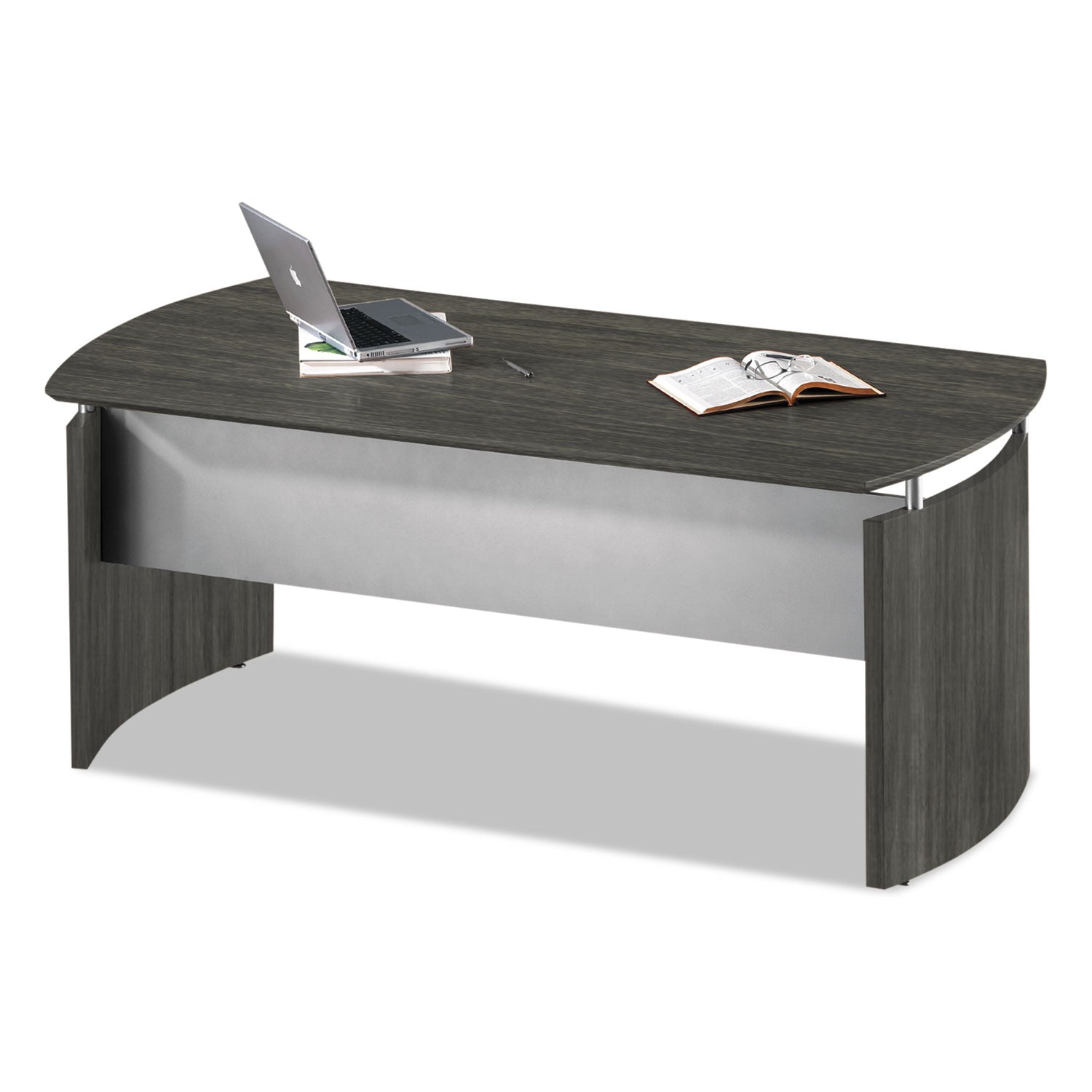 Medina Series Laminate Curved Desk Top, 72" x 36", Gray Steel -
