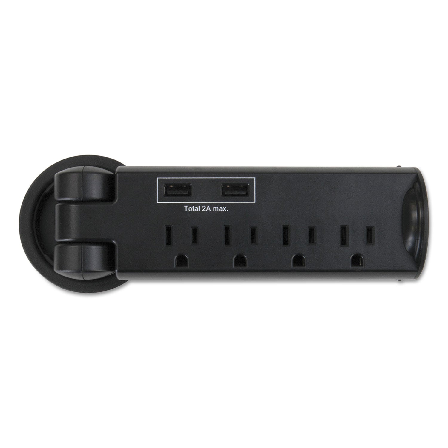 Pull-Up Power Module, 4 Outlets, 2 USB Ports, 8 ft Cord, Black -