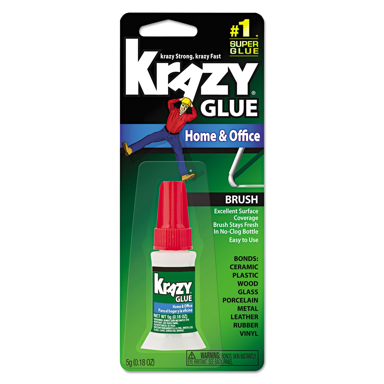 All Purpose Brush-On Krazy Glue, 0.18 oz, Dries Clear -