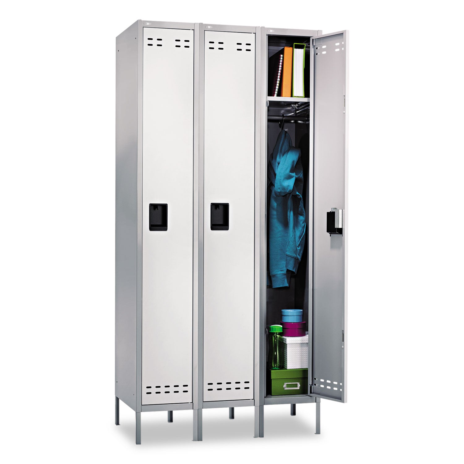 Single-Tier, Three-Column Locker, 36w x 18d x 78h, Two-Tone Gray -