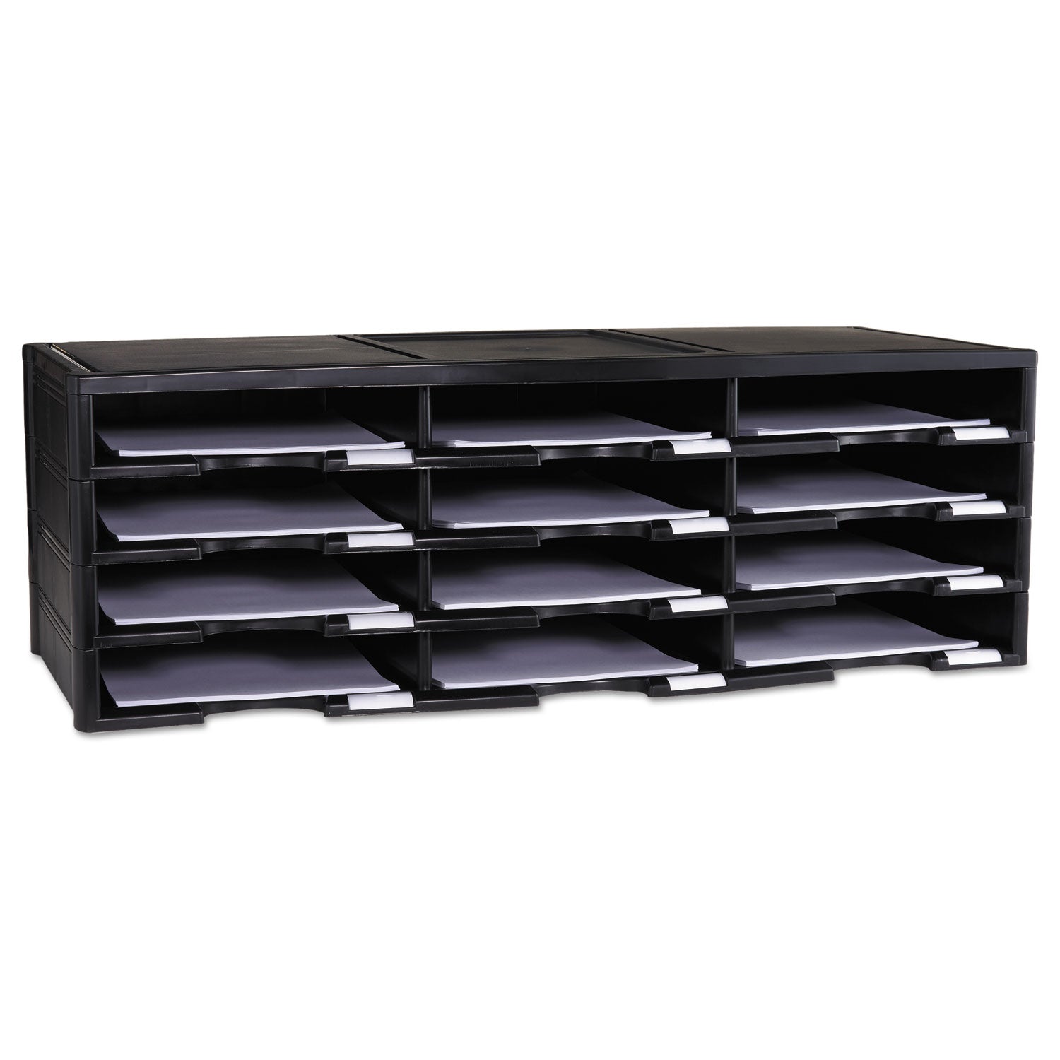 Storex Literature Organizer, 12 Compartments, 10.63 x 13.3 x 31.4, Black -
