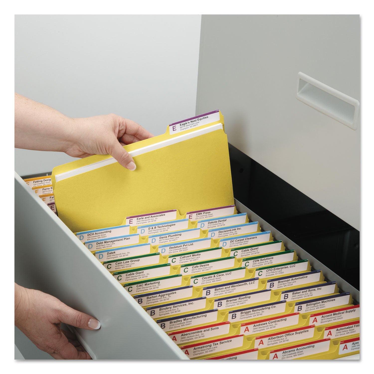 Expanding Recycled Heavy Pressboard Folders, 1/3-Cut Tabs: Assorted, Letter Size, 1" Expansion, Yellow, 25/Box -