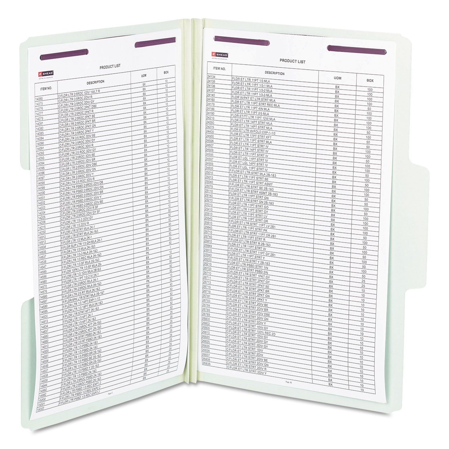 SuperTab Pressboard Fastener Folders with Two SafeSHIELD Fasteners, 2" Expansion, Legal Size, Gray-Green, 25/Box -