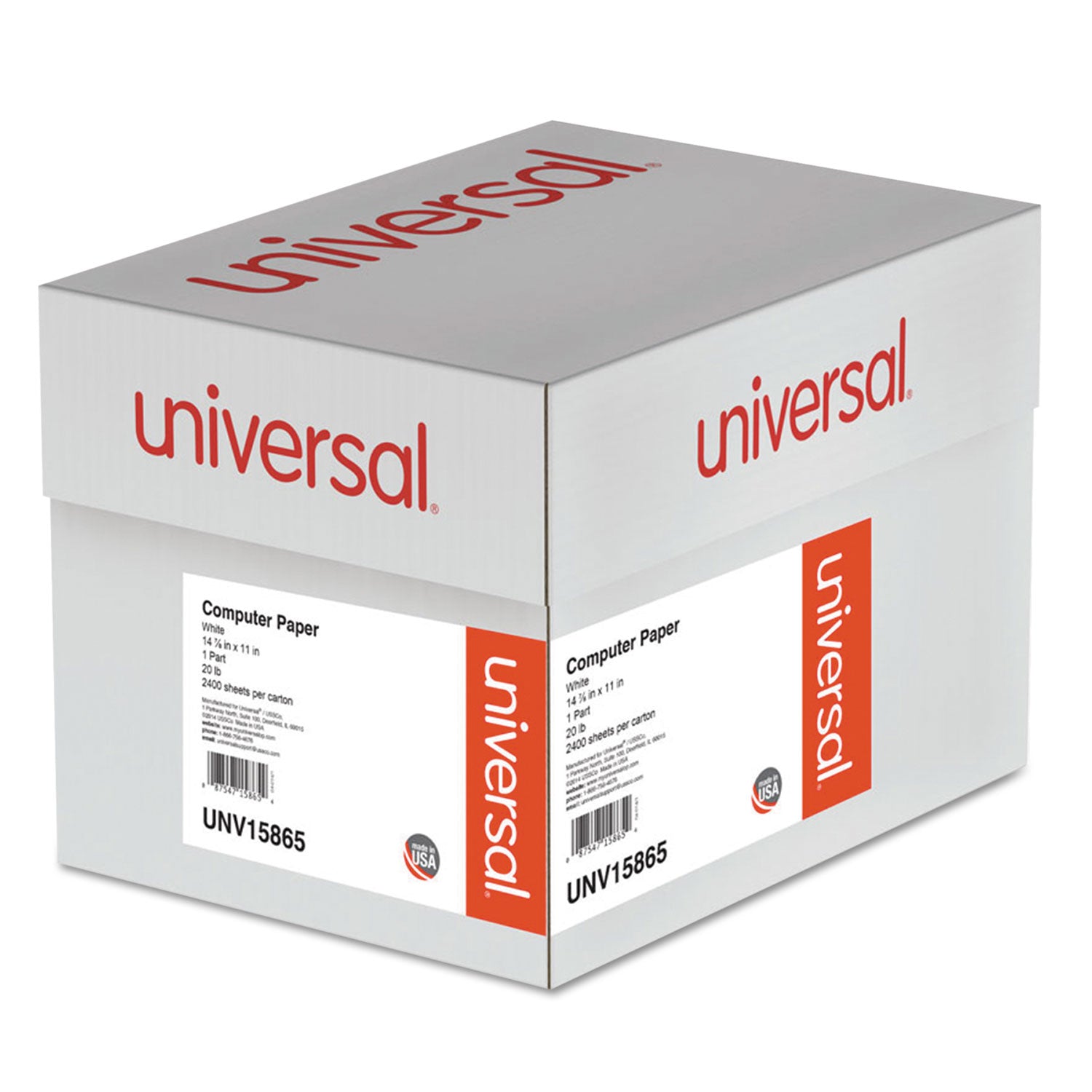 Printout Paper, 1-Part, 20 lb Bond Weight, 14.88 x 11, White, 2,400/Carton -