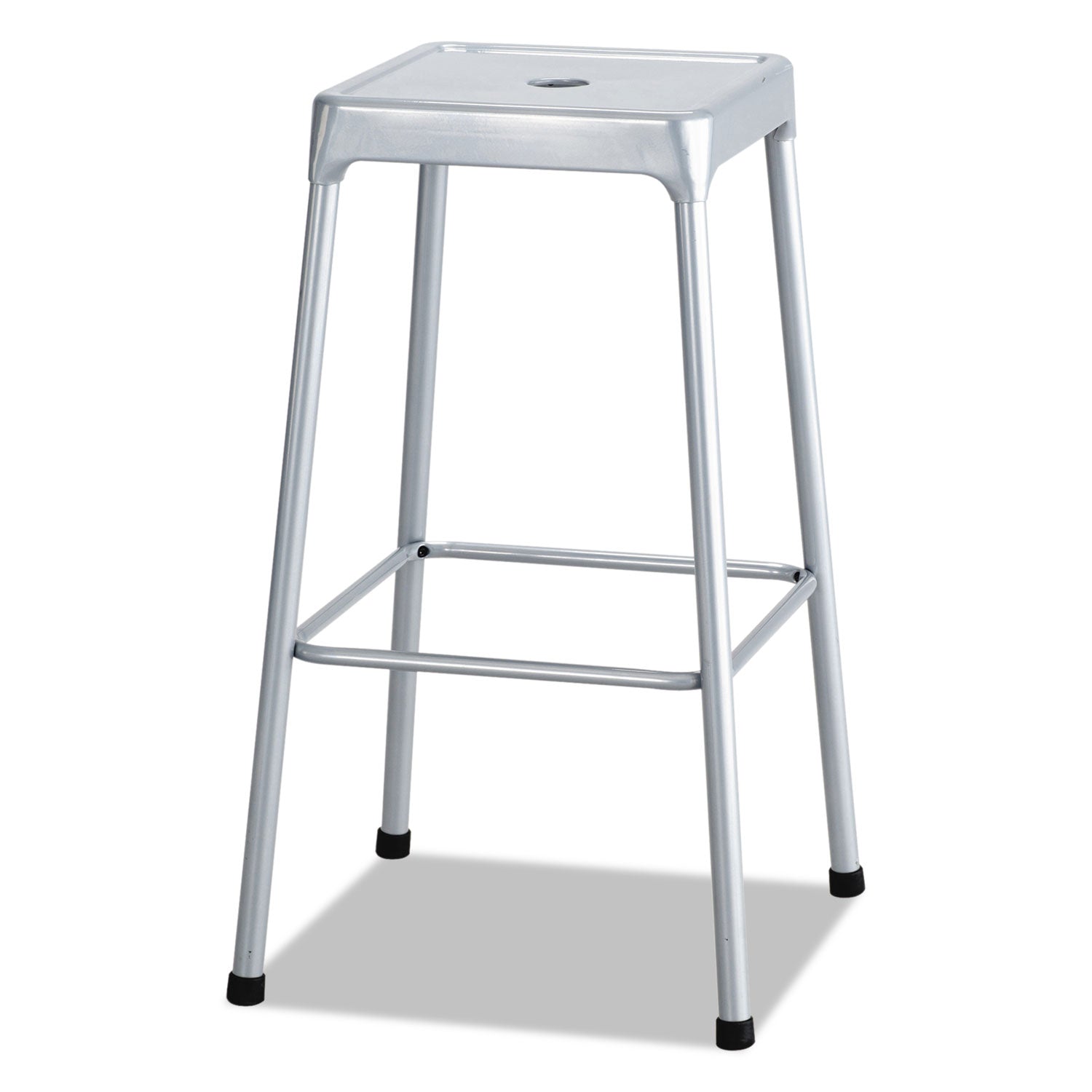 Bar-Height Steel Stool, Backless, Supports Up to 250 lb, 29" Seat Height, Silver -
