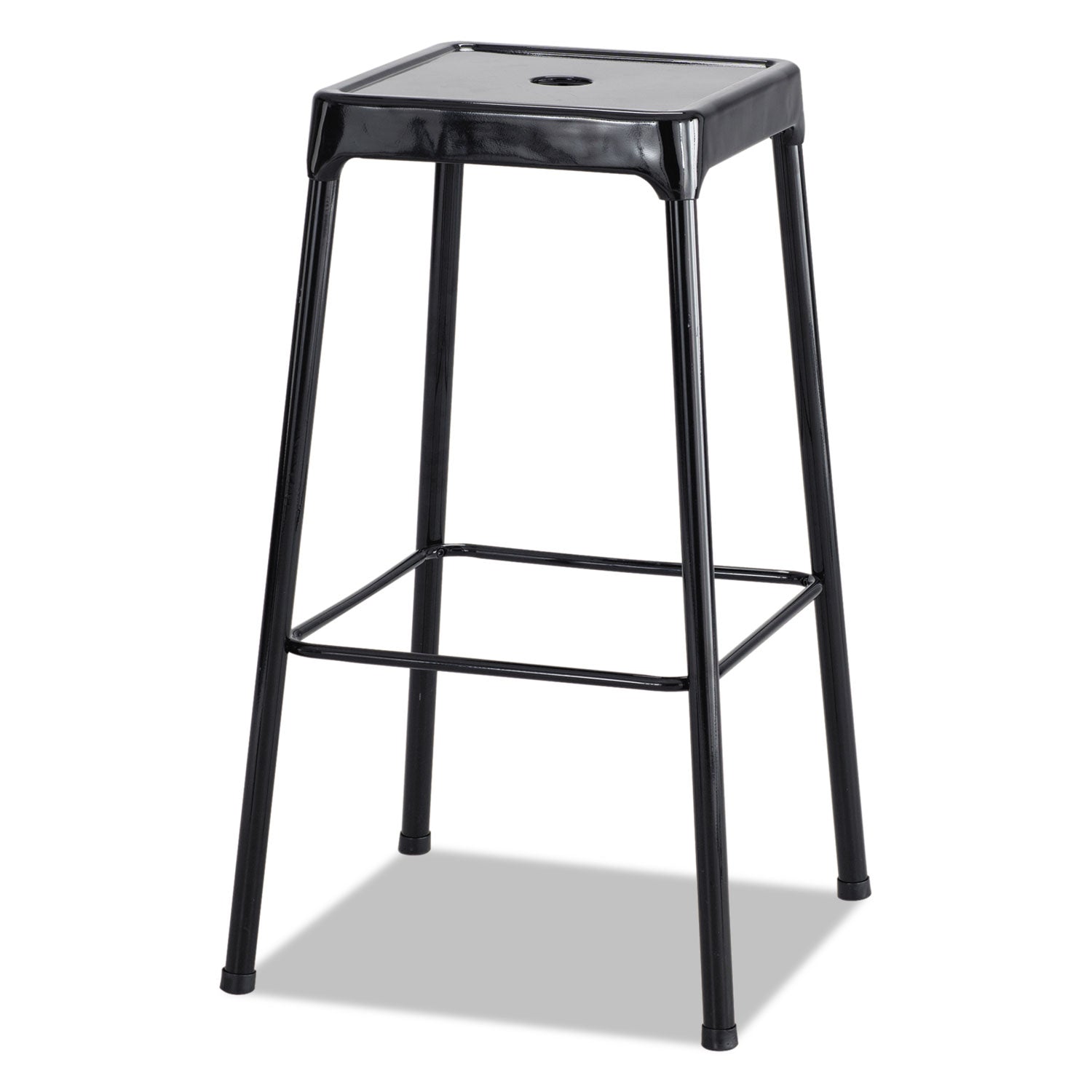 Bar-Height Steel Stool, Backless, Supports Up to 250 lb, 29" Seat Height, Black -
