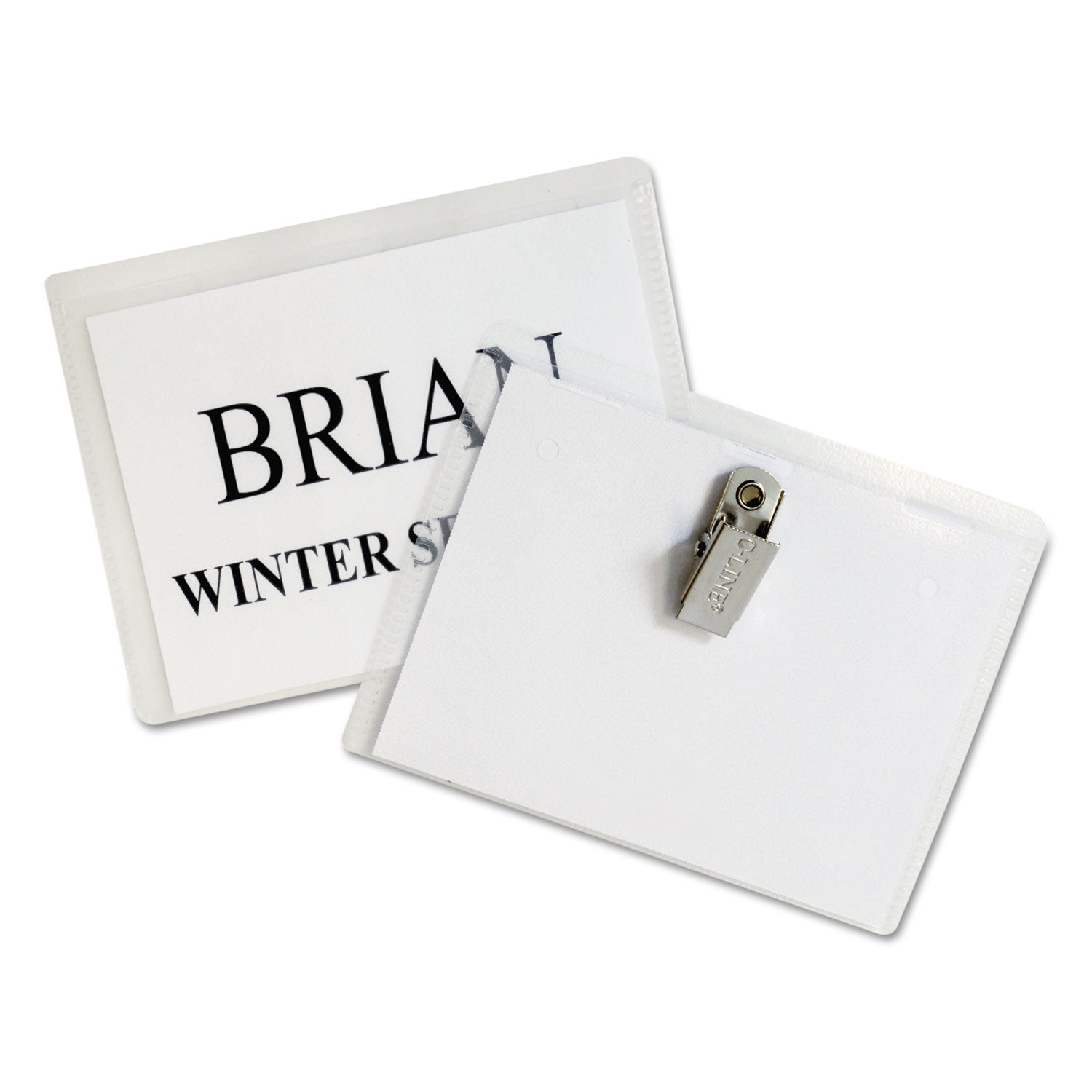 Name Badge Kits, Top Load, 4 x 3, Clear, 50/Box -