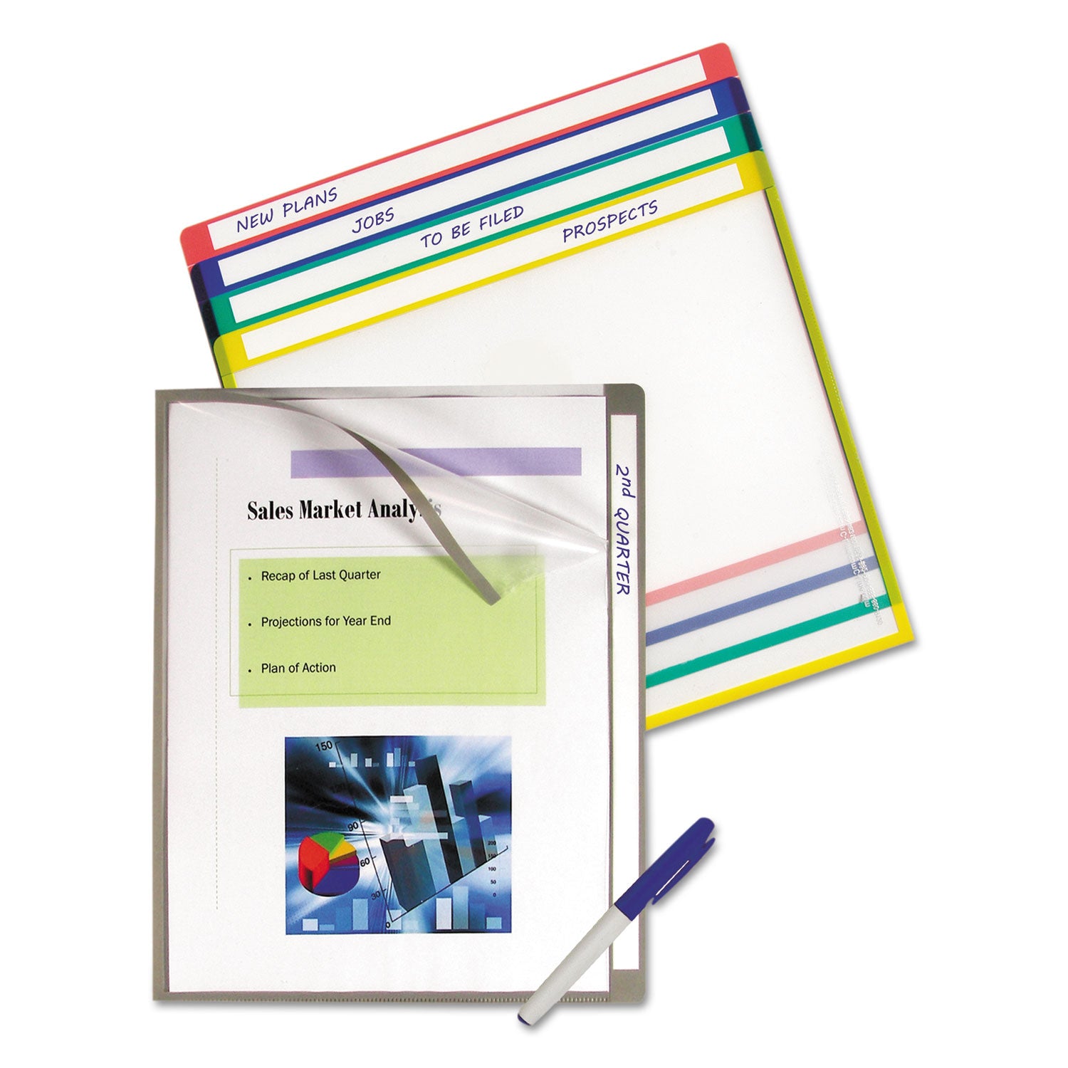 Write-On Project Folders, Straight Tab, Letter Size, Assorted Colors, 25/Box -