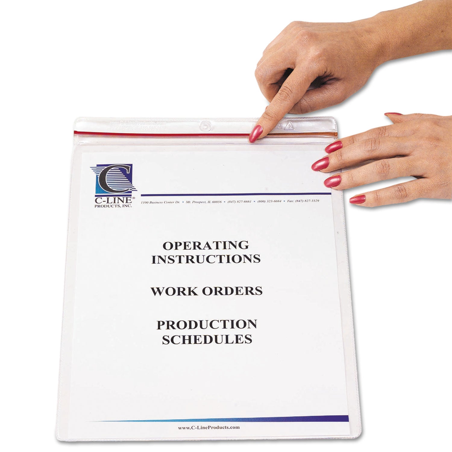 Industrial Zipper Seal Shop Ticket Holders, Vinyl, Clear, 55", 9 x 12, 15/Box -