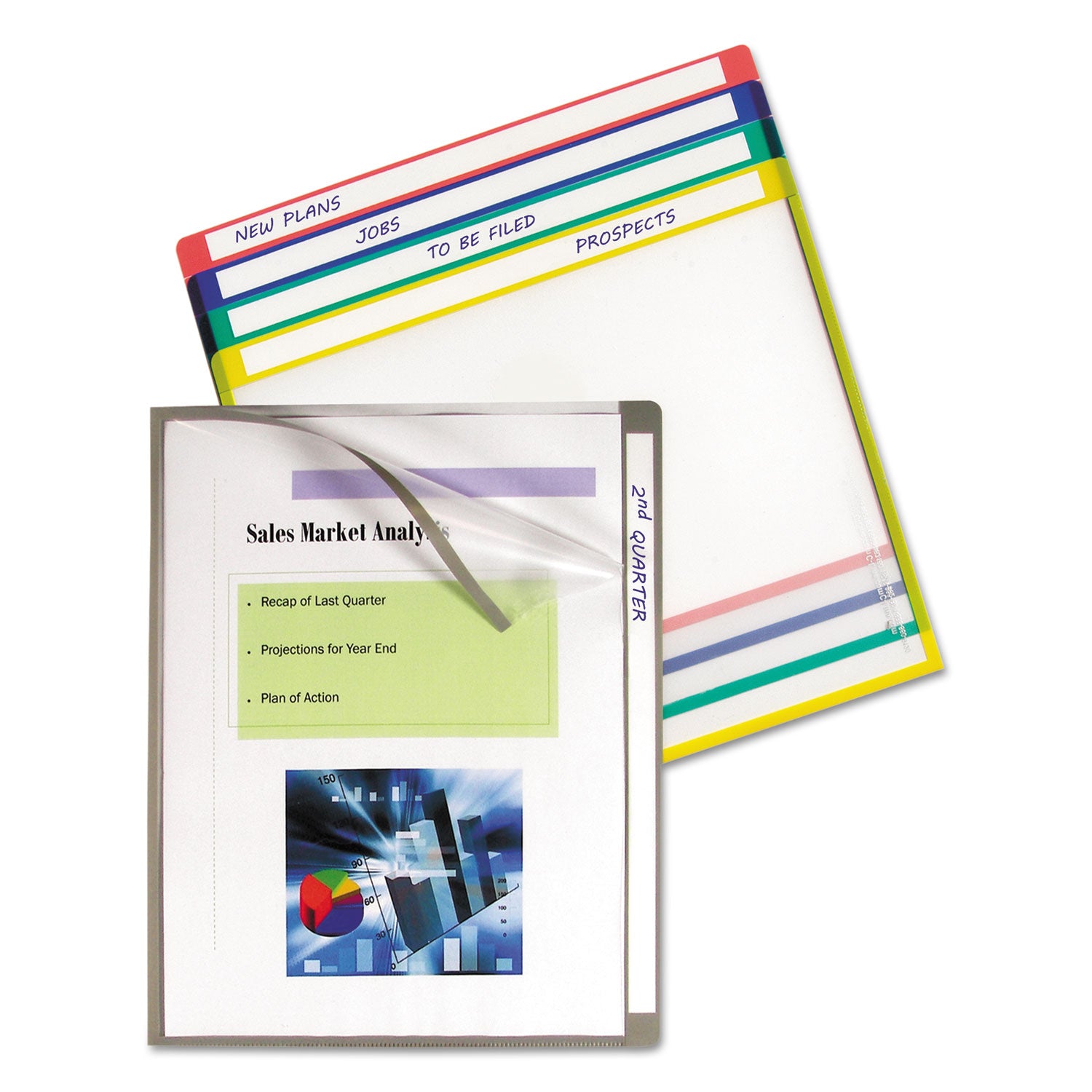 Write-On Project Folders, Straight Tab, Letter Size, Assorted Colors, 25/Box -