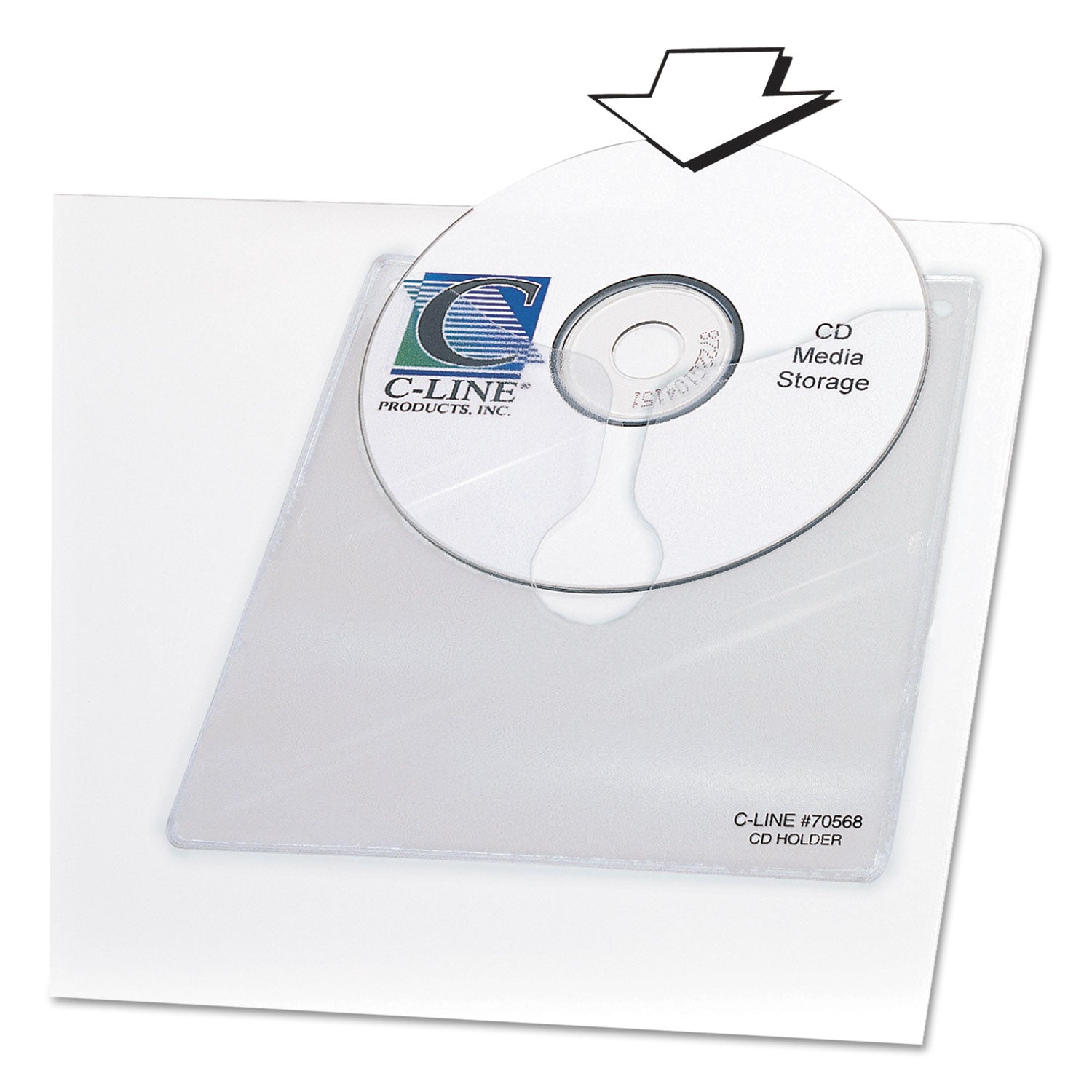Self-Adhesive CD Holder, 1 Disc Capacity, Clear, 10/Pack -