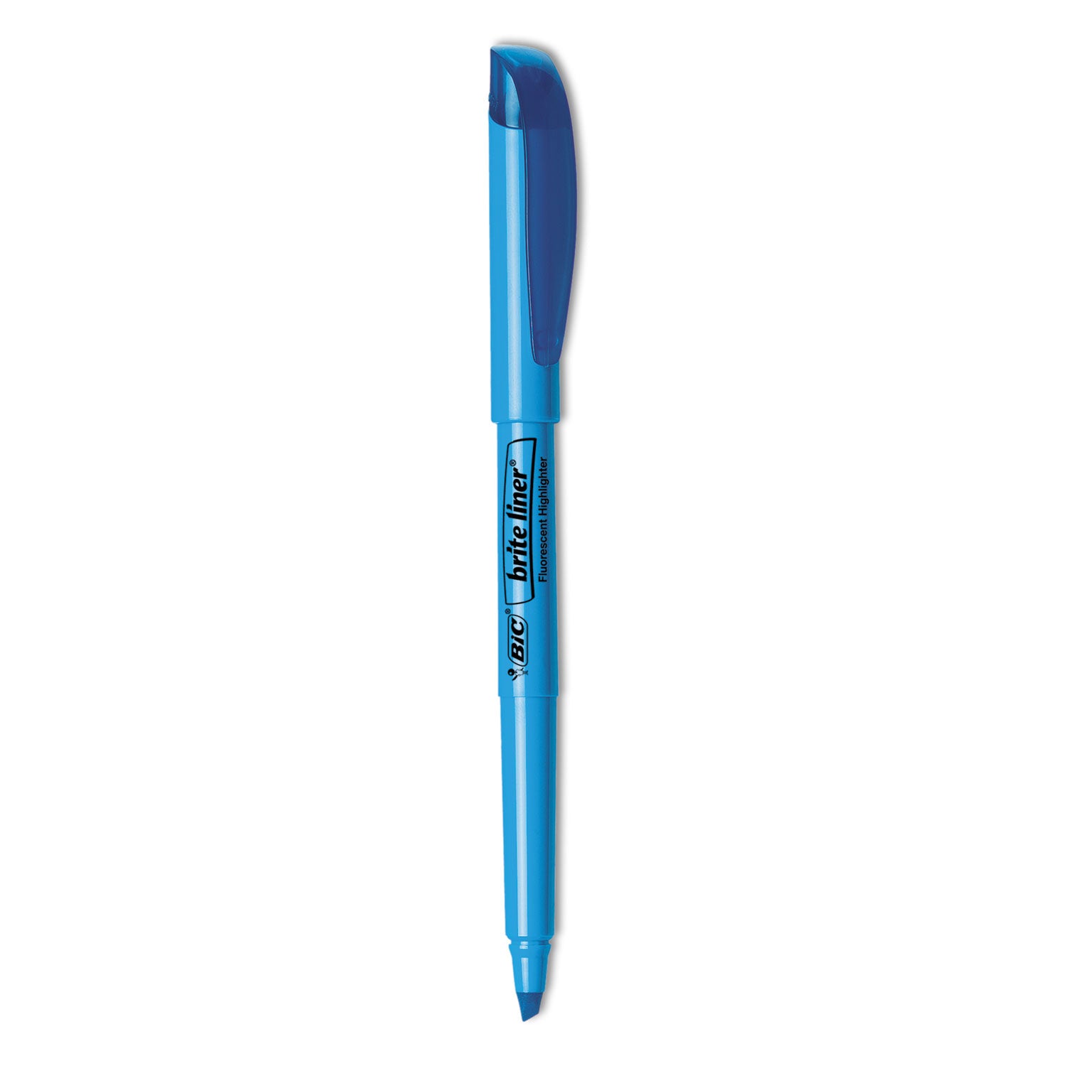 Brite Liner Highlighter, Fluorescent Blue Ink, Chisel Tip, Blue/Black Barrel, Dozen -