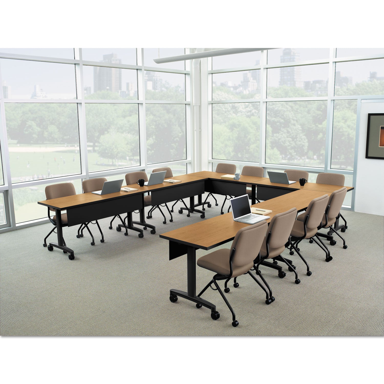 Perpetual Series Folding Nesting Chair, Supports Up to 300 lb, 19.13" Seat Height, Morel Seat, Morel Back, Black Base -