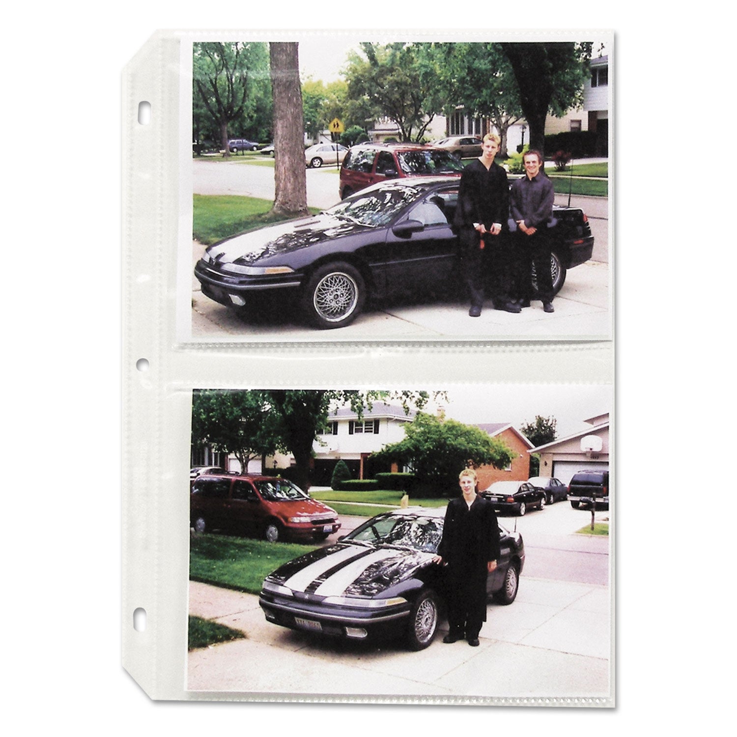 Clear Photo Pages for Four 5 x 7 Photos, 3-Hole Punched, 11.25 x 8.13, 50/Box -