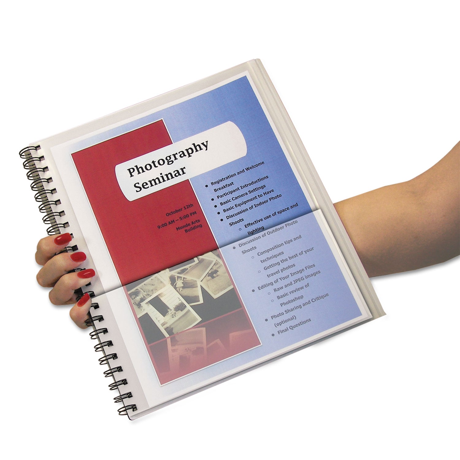 Eight-Pocket Portfolio with Security Flap, Polypropylene, 8.5 x 11, Black/White -