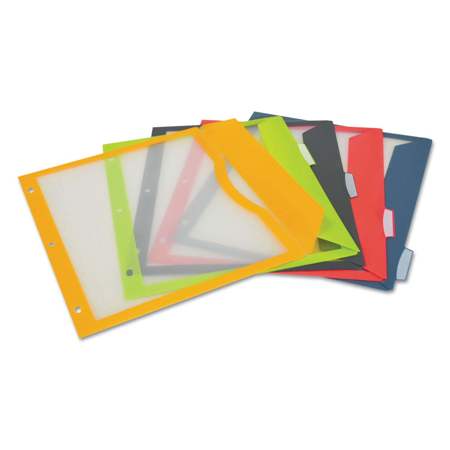 Binder Pocket With Write-On Index Tabs, 9.88 x 11.38, Assorted, 5/Set -