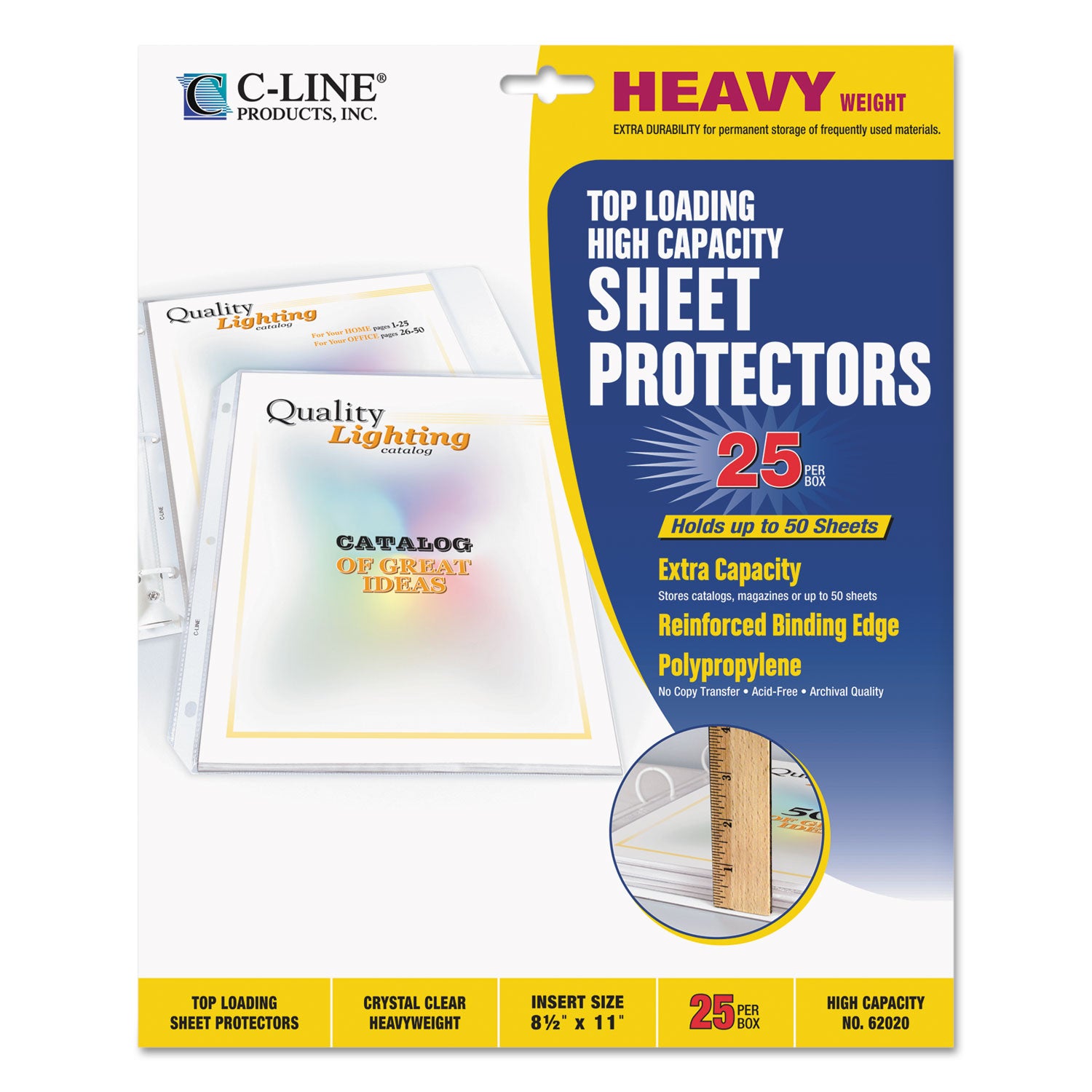High Capacity Polypropylene Sheet Protectors, Clear, 50", 11 x 8.5, 25/BX -