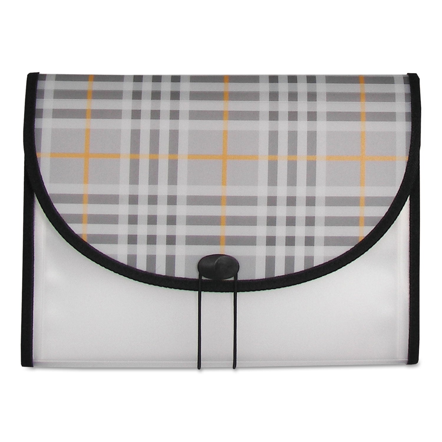 Plaid Design Expanding Files, 1.5" Expansion, 13 Sections, Cord/Hook Closure, 1/6-Cut Tabs, Letter Size, Gray Plaid -