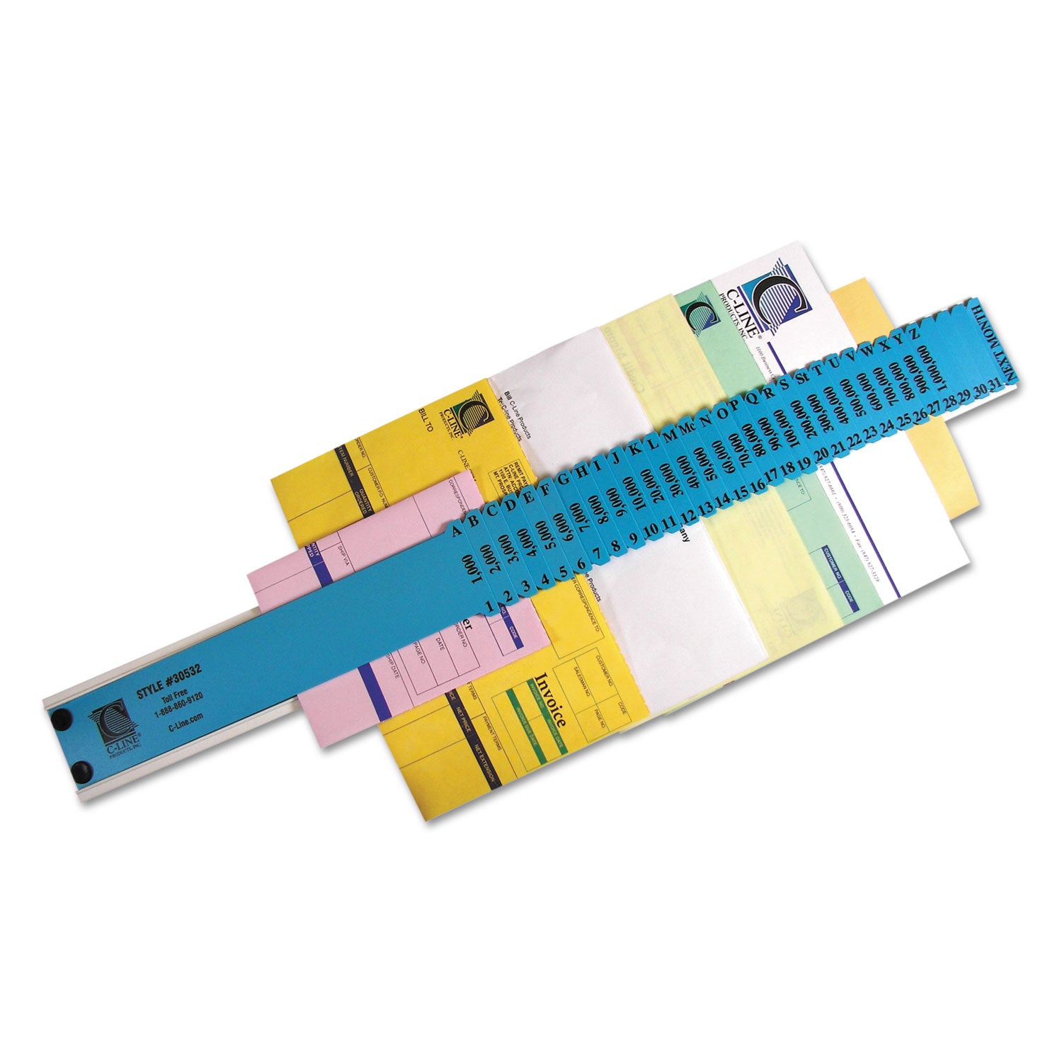 Plastic Indexed Sorter, 32 Dividers, Alpha/Numeric/Date Index, Letter Size, Blue Frame -