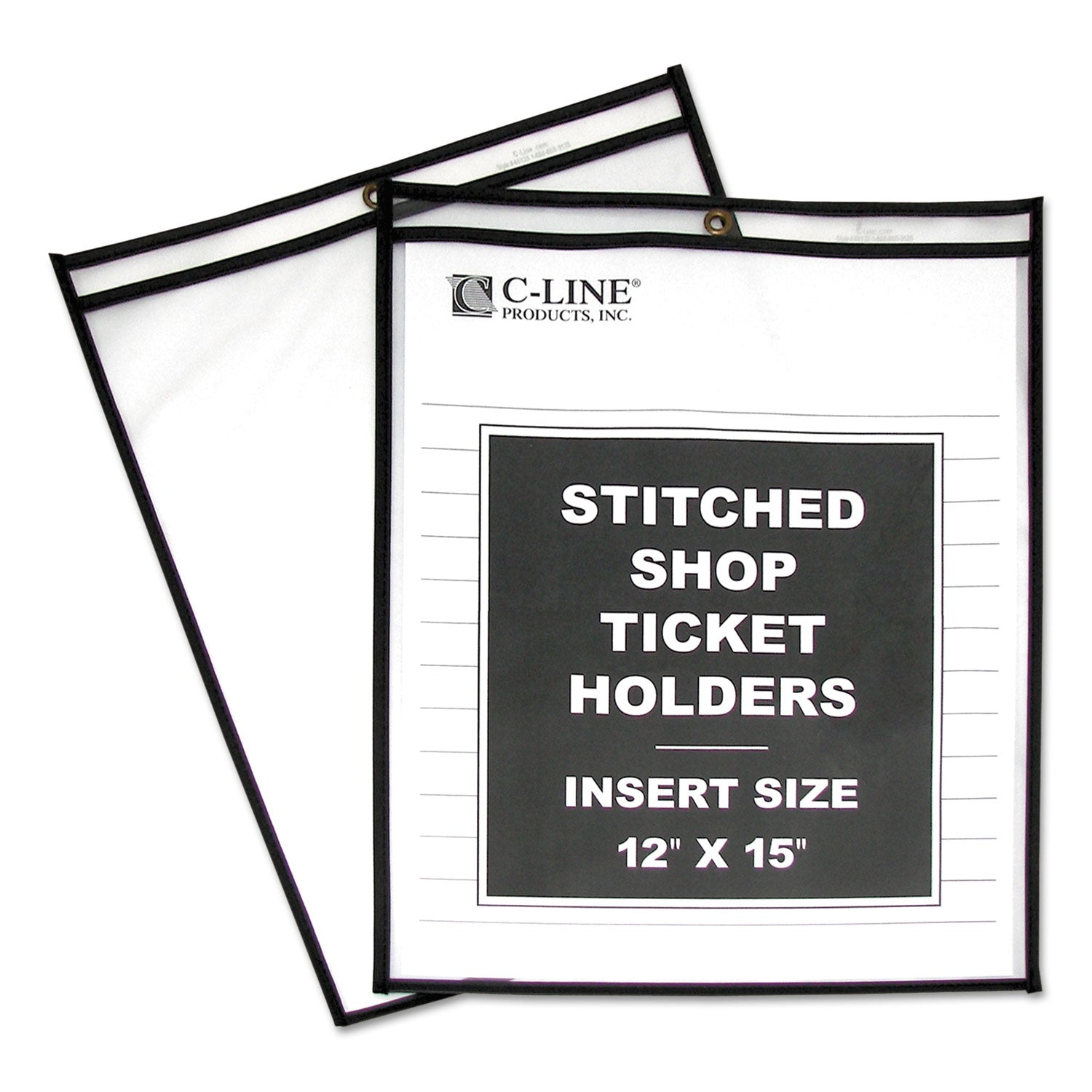 Shop Ticket Holders, Stitched, Both Sides Clear, 75", 12 x 15, 25/BX -