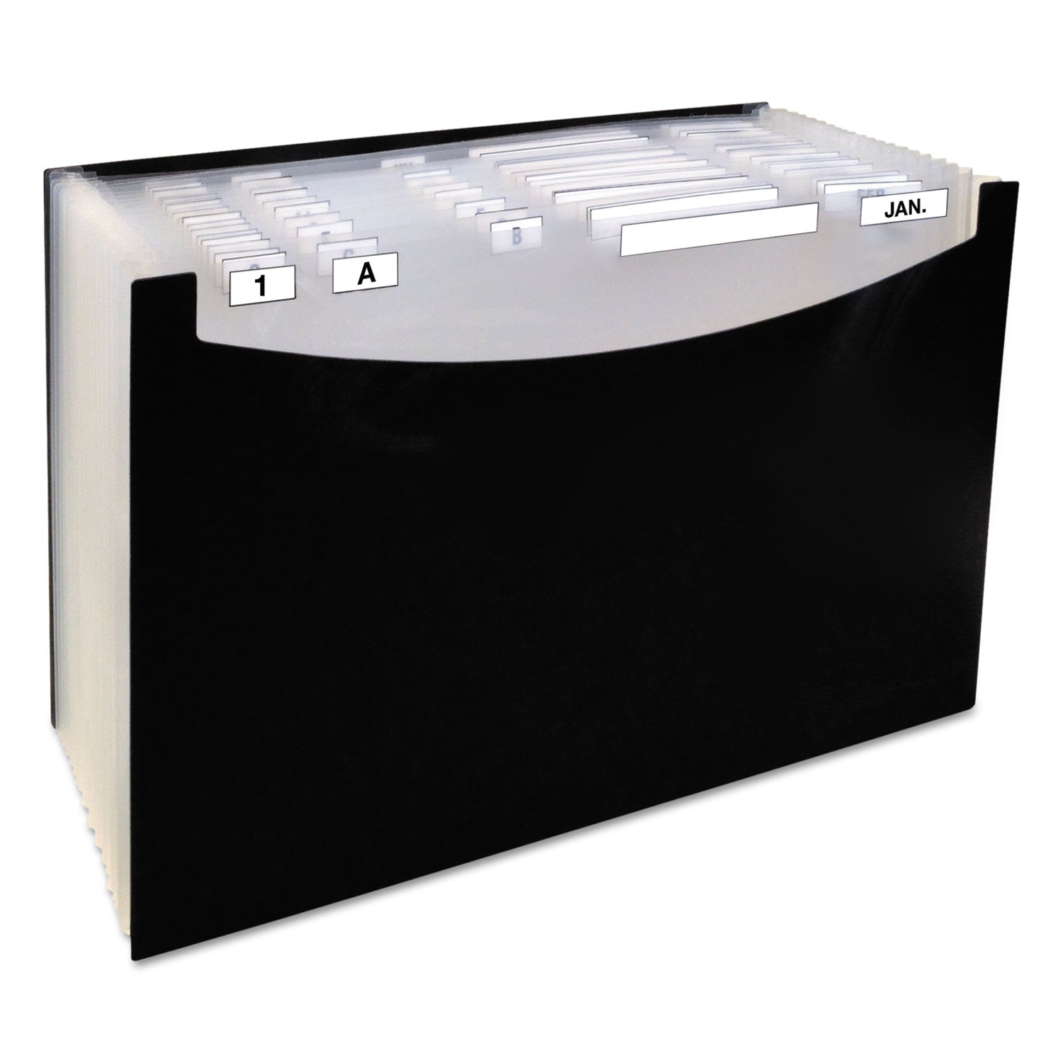 21-Pocket Stand-Up Design Expanding File, 12" Expansion, 21 Sections, 1/5-Cut Tabs, Legal Size, Black -