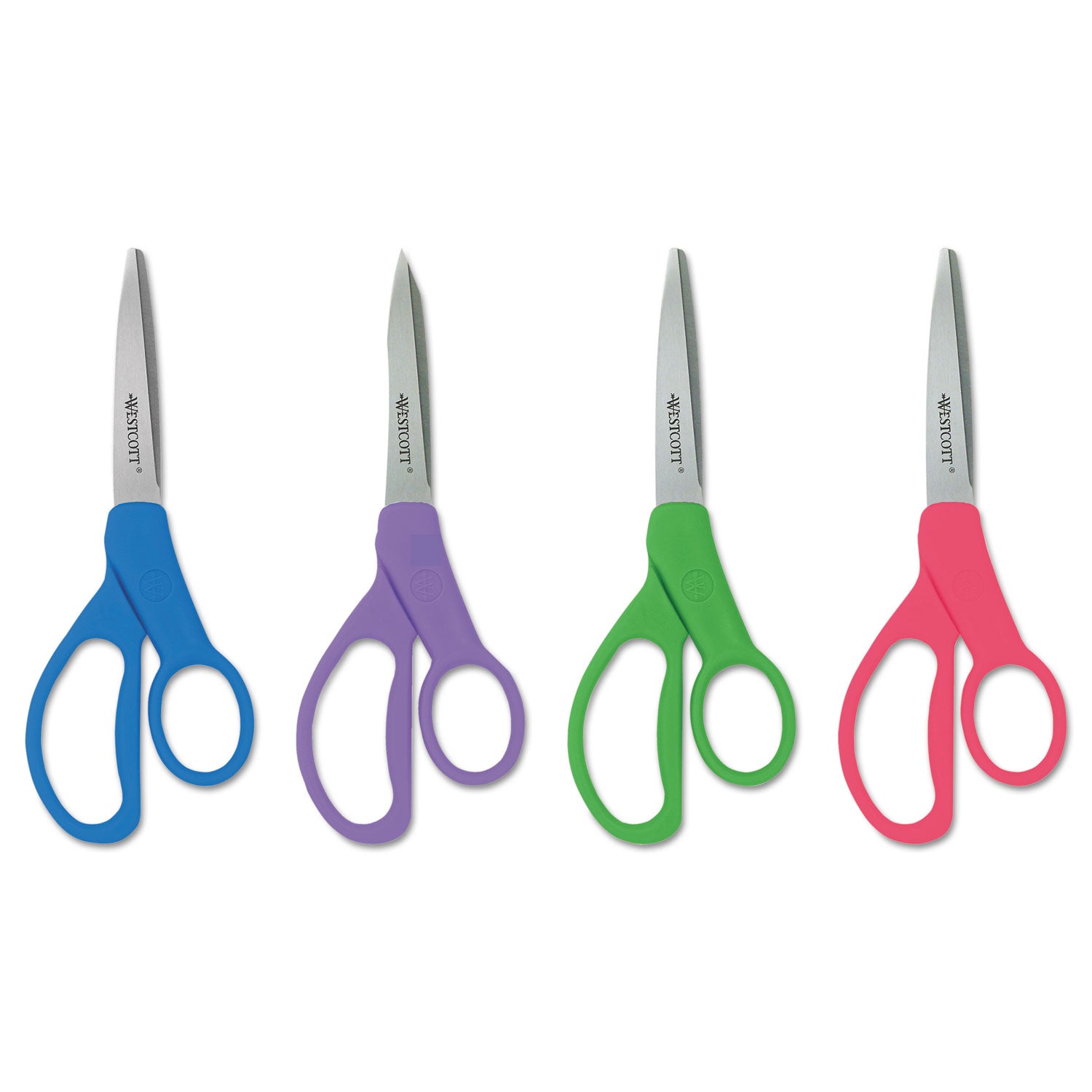 Student Scissors with Antimicrobial Protection, Pointed Tip, 7" Long, 3" Cut Length, Randomly Assorted Straight Handles -