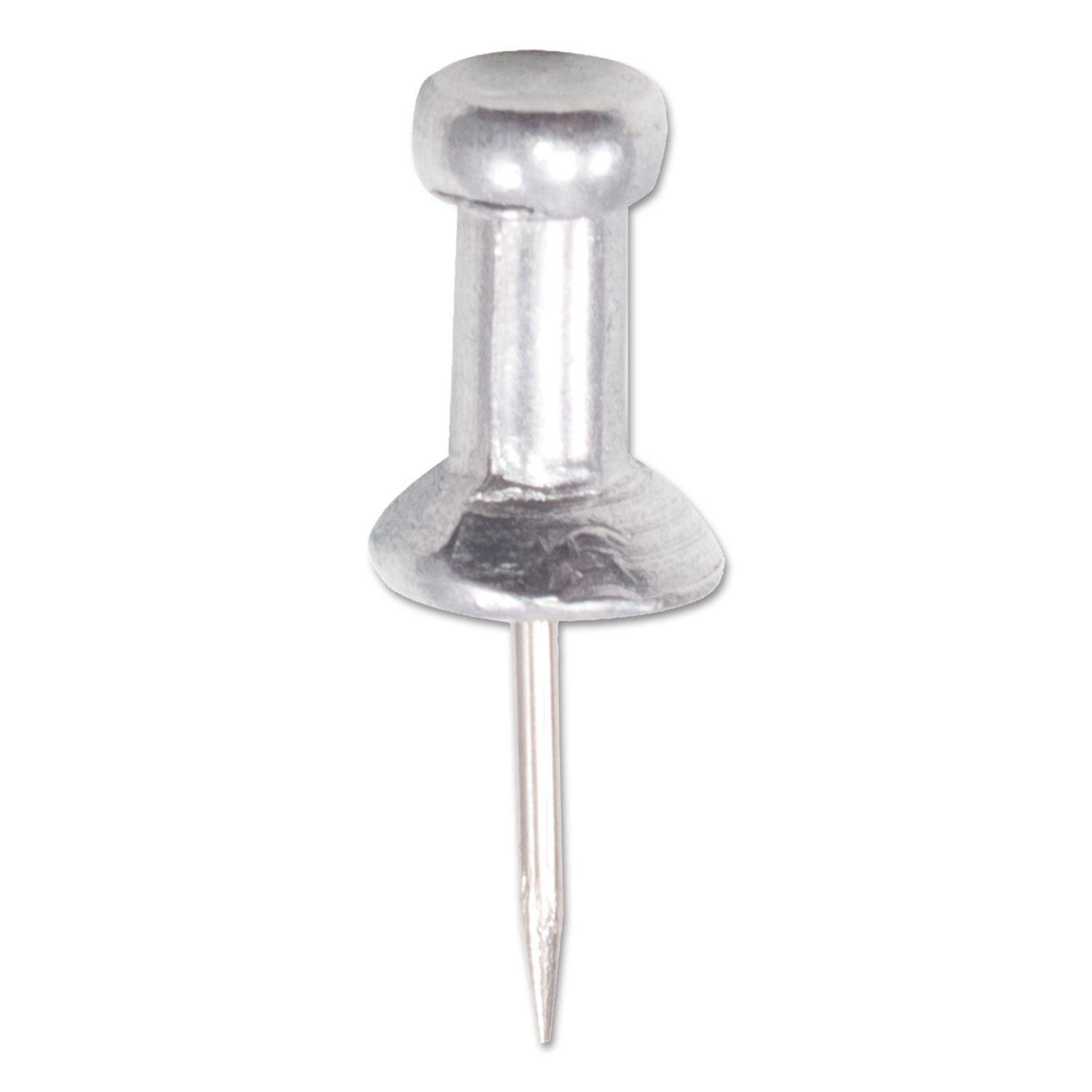 Aluminum Head Push Pins, Aluminum, Silver, 0.38", 100/Box -
