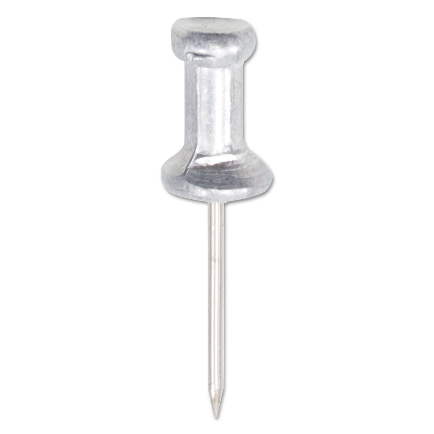 Aluminum Head Push Pins, Aluminum, Silver, 0.63", 100/Box -