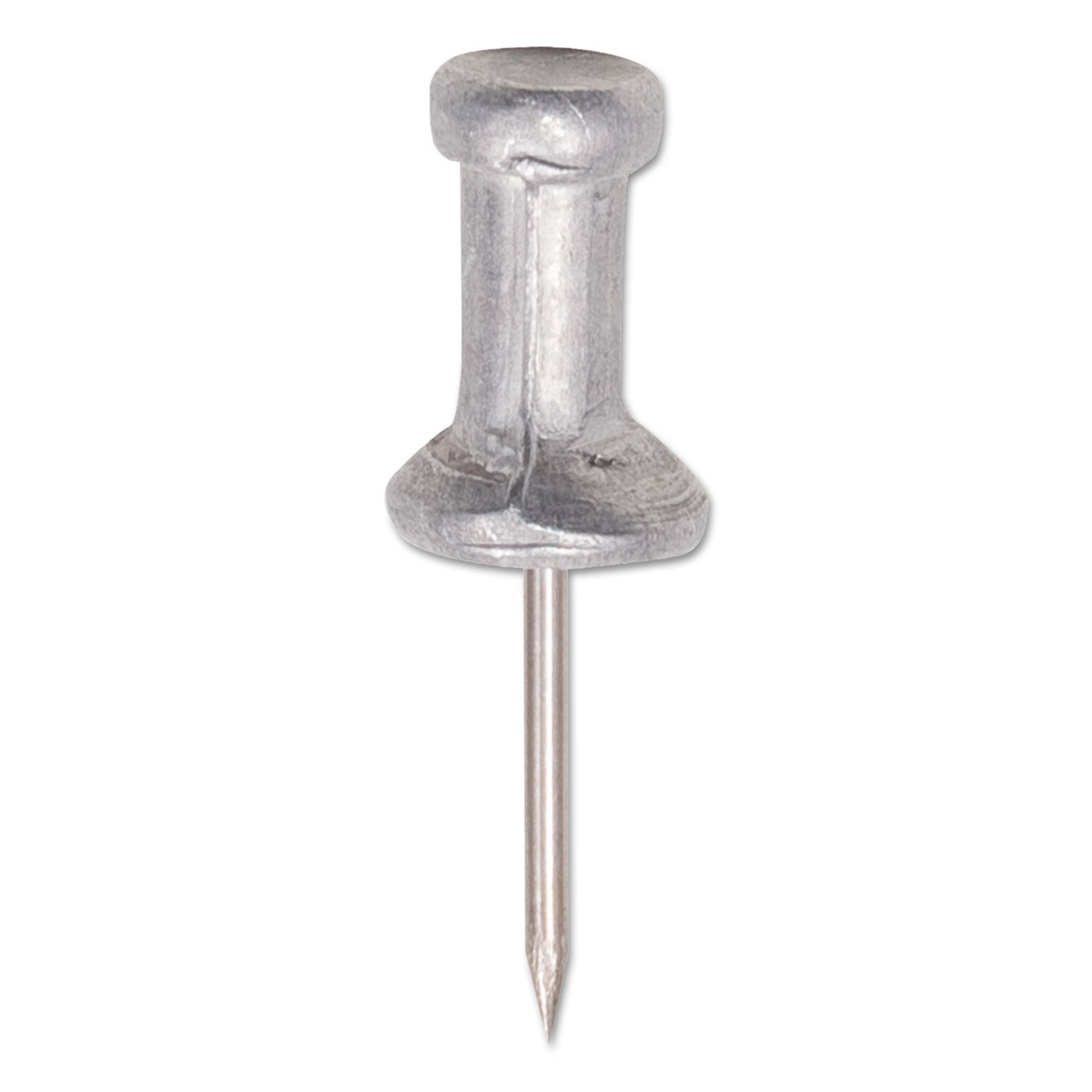 Aluminum Head Push Pins, Aluminum, Silver, 0.5", 100/Box -