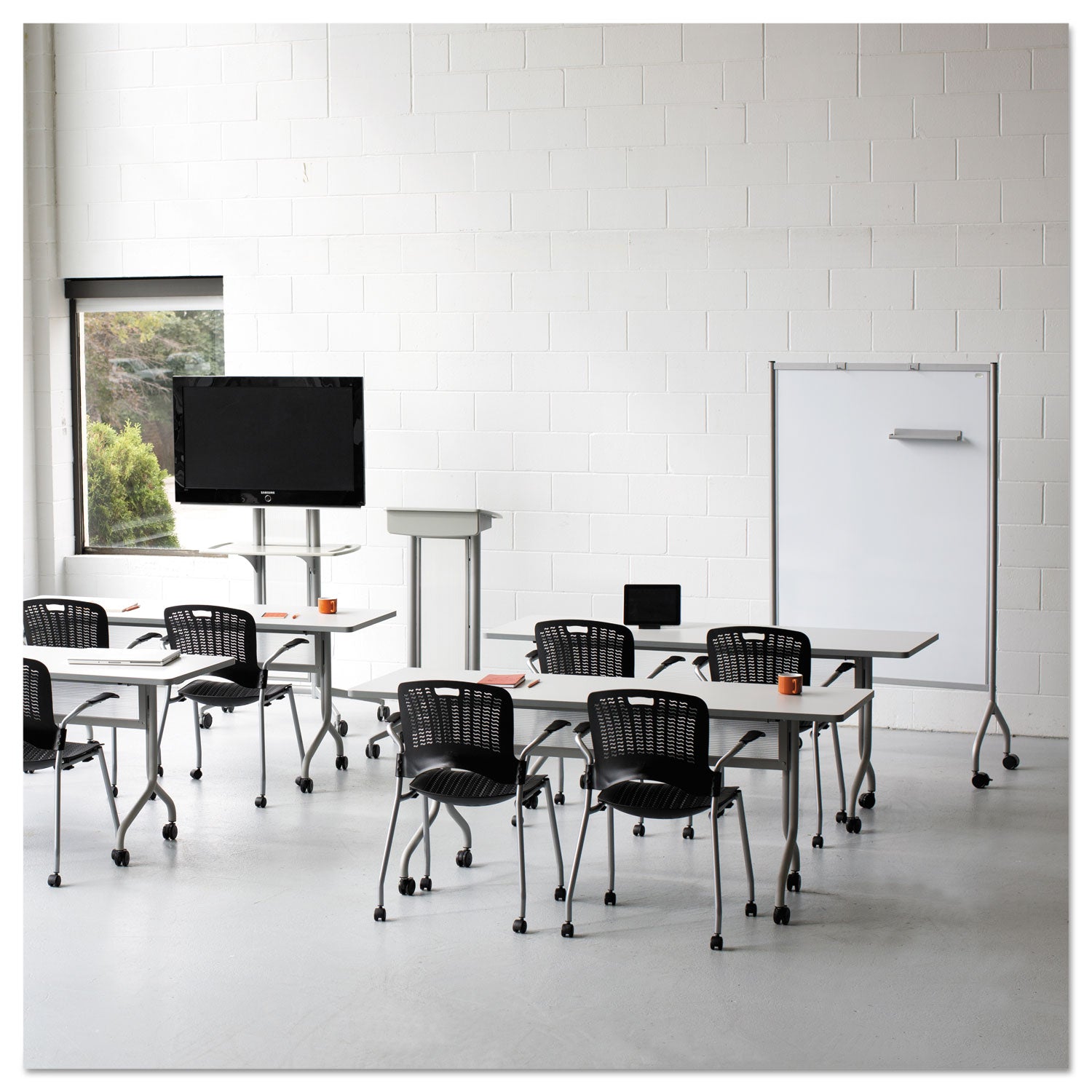 Impromptu Magnetic Whiteboard Collaboration Screen, 42w x 21.5d x 72h, Black/White -