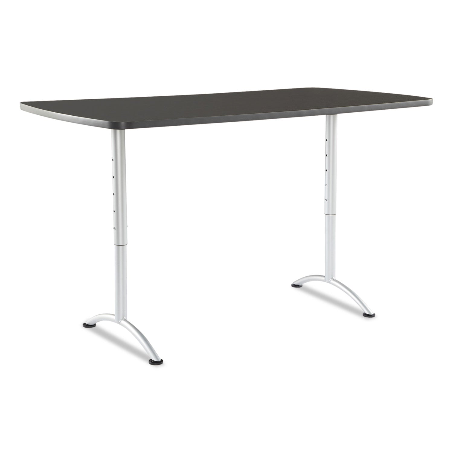 ARC Adjustable-Height Table, Rectangular, 36" x 72" x 30" to 42", Graphite Top, Silver Base -
