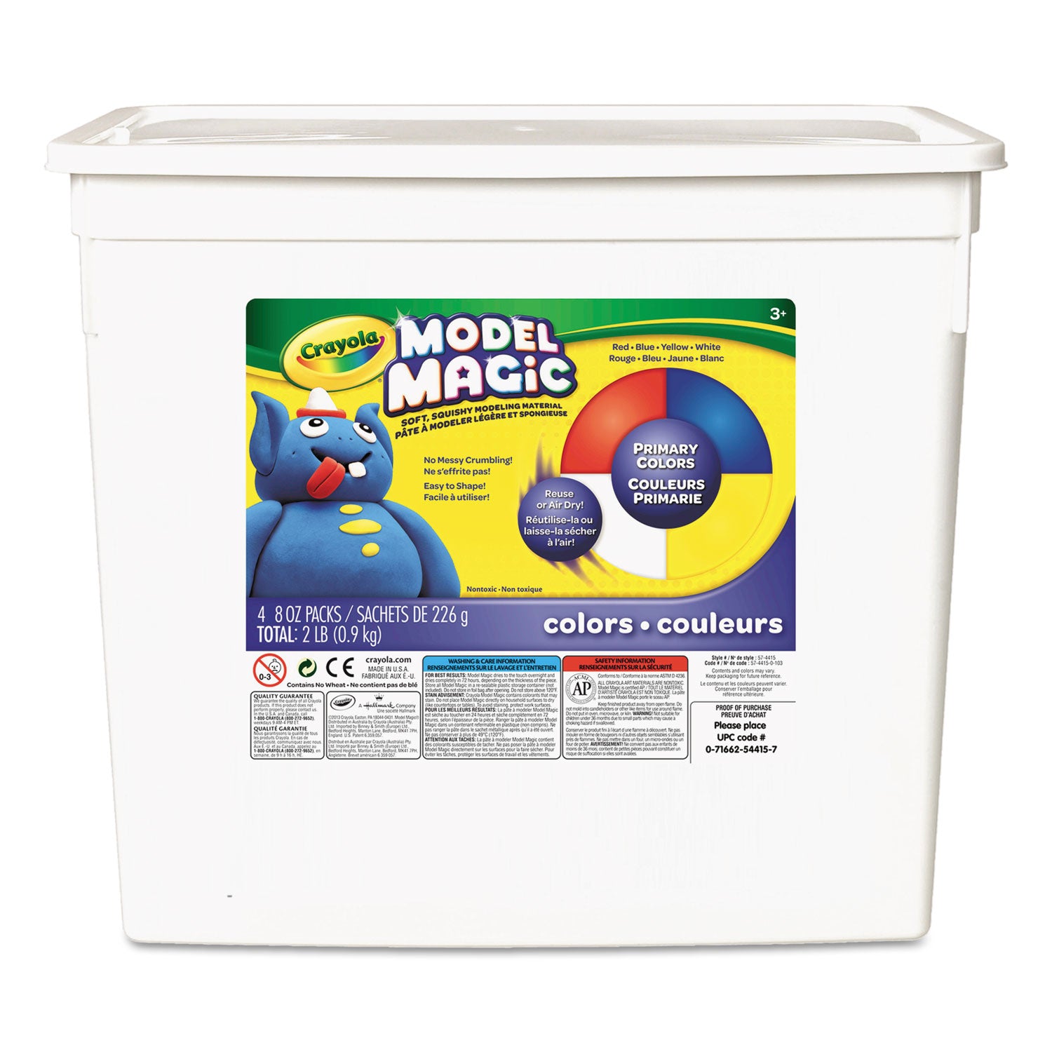 Model Magic Modeling Compound, 8 oz Packs, 4 Packs, Blue, Red, White, Yellow, 2 lbs -