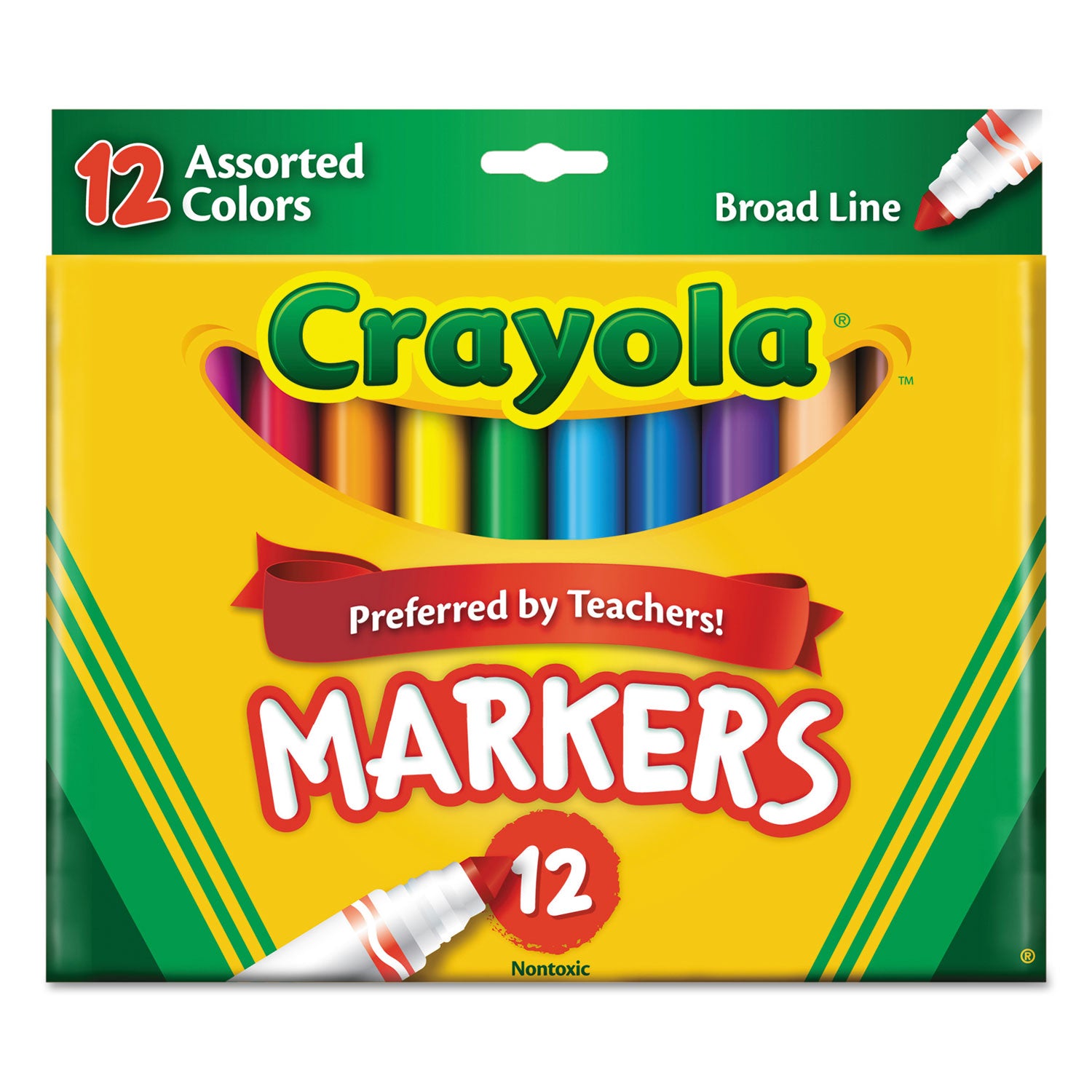 Non-Washable Marker, Broad Bullet Tip, Assorted Classic Colors, Dozen -