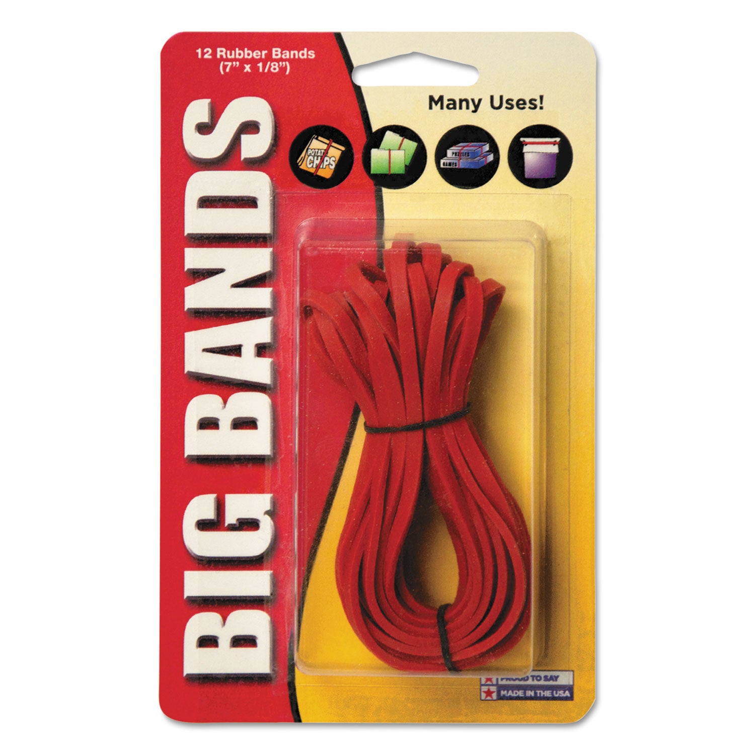 Big Bands Rubber Bands, Size 117B, 0.06" Gauge, Red, 12/Pack -