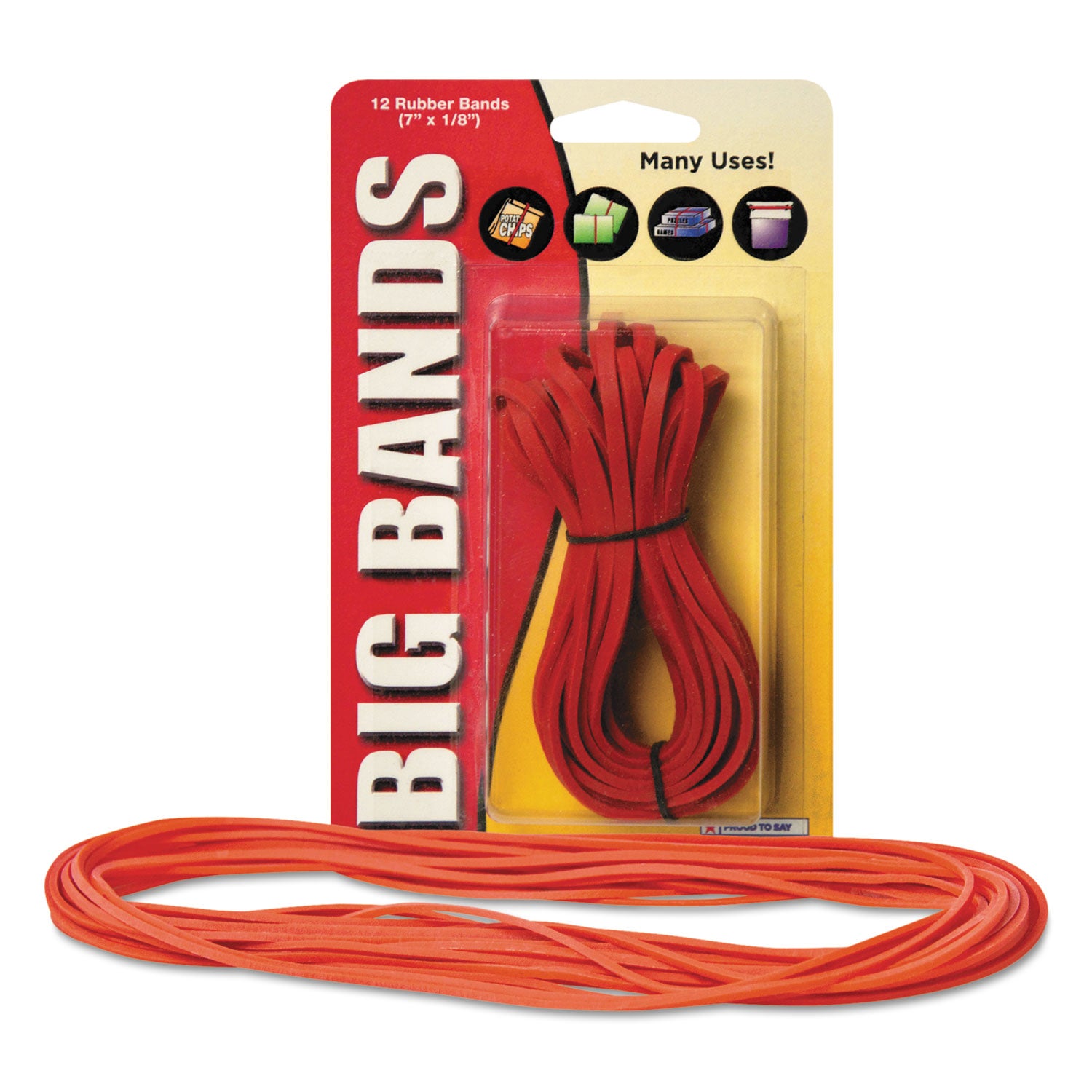 Big Bands Rubber Bands, Size 117B, 0.06" Gauge, Red, 12/Pack -