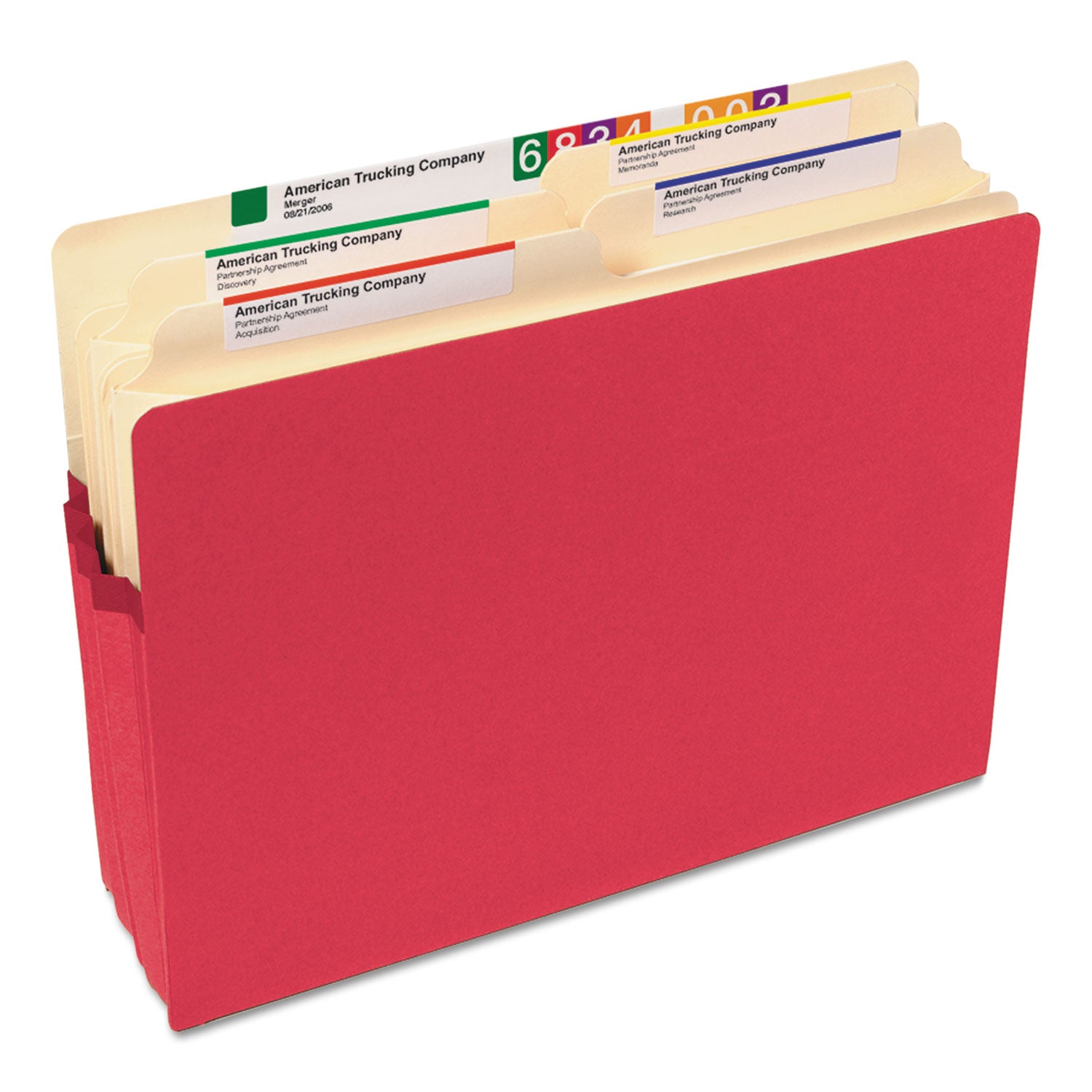 Colored File Pockets, 5.25" Expansion, Letter Size, Red -