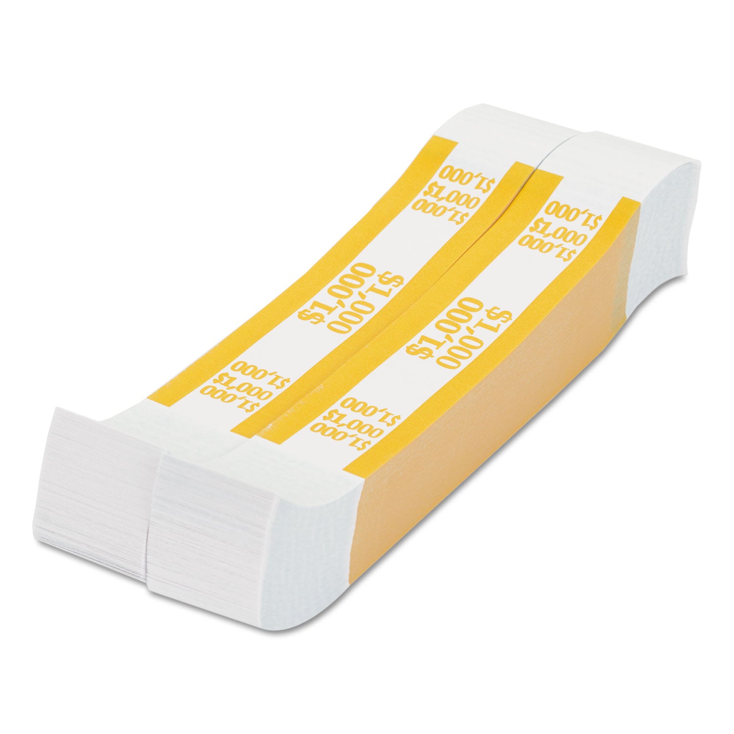 Currency Straps, Yellow, $1,000 in $10 Bills, 1000 Bands/Pack -