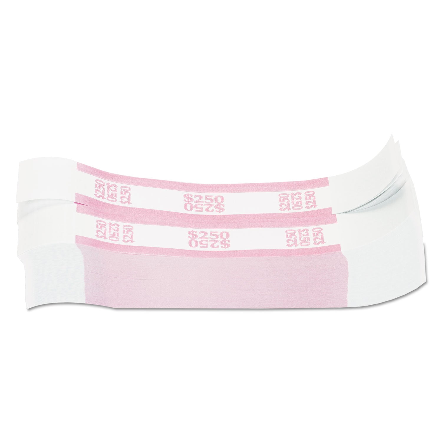 Currency Straps, Pink, $250 in Dollar Bills, 1000 Bands/Pack -