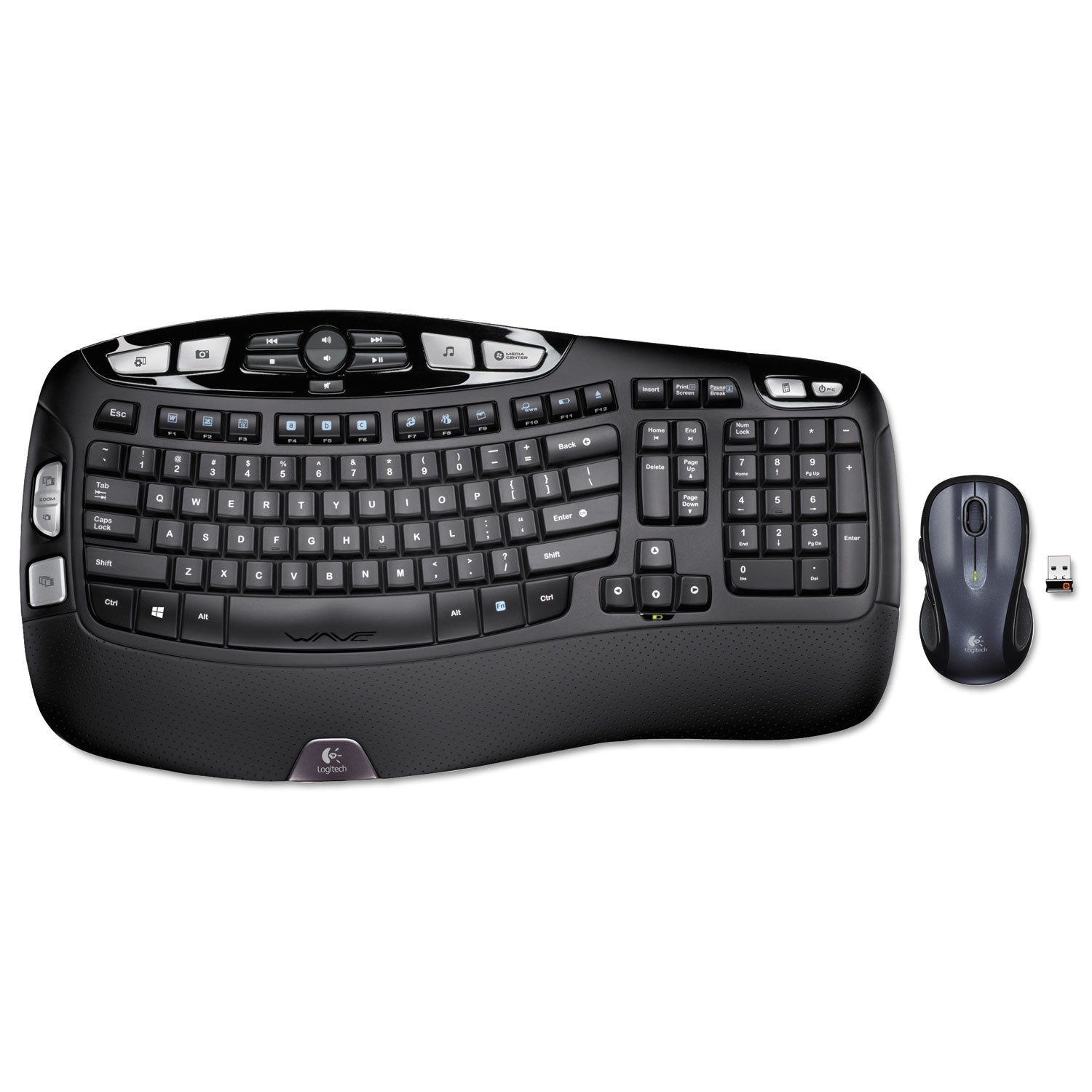 MK550 Wireless Wave Keyboard + Mouse Combo, 2.4 GHz Frequency/30 ft Wireless Range, Black -