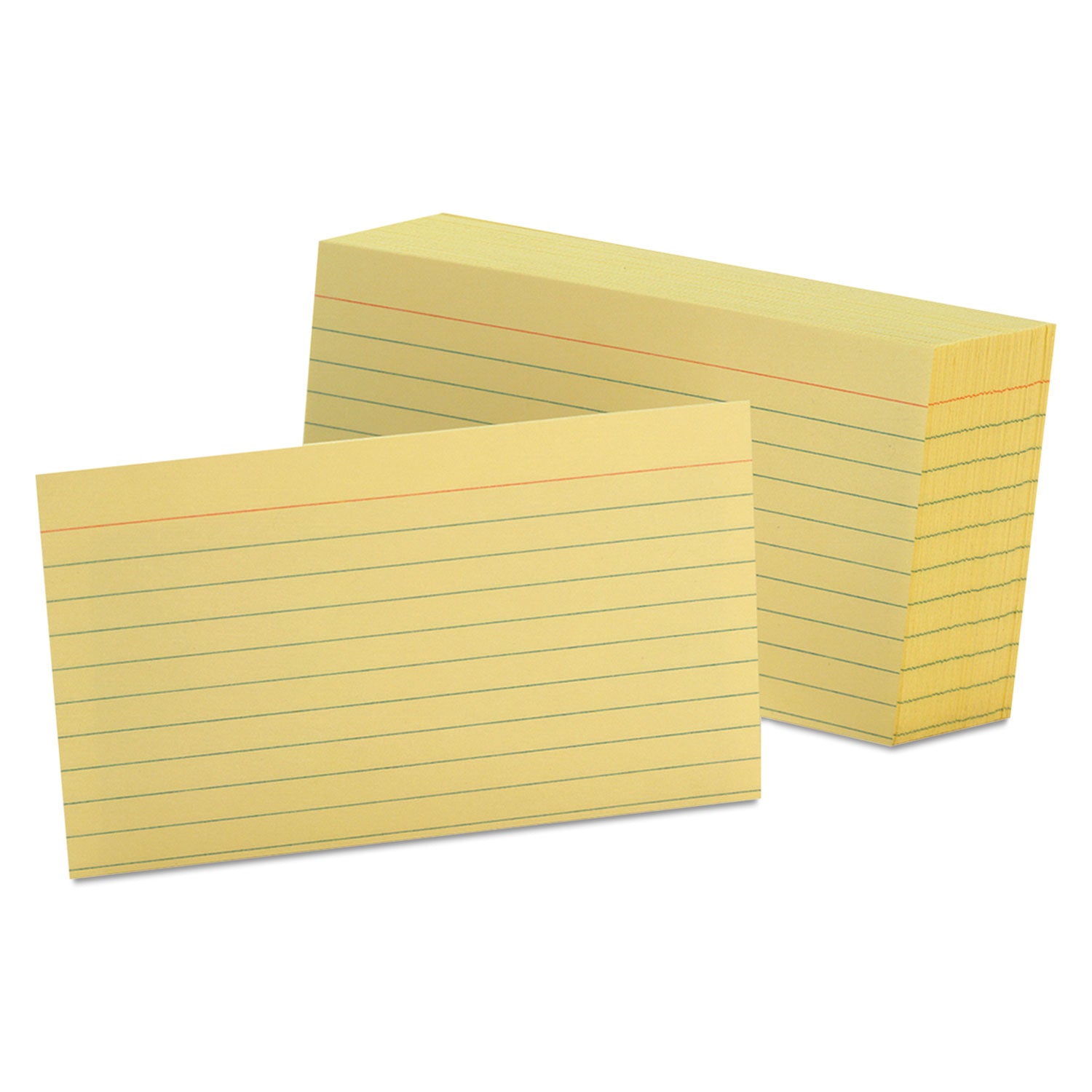 Ruled Index Cards, 3 x 5, Canary, 100/Pack -