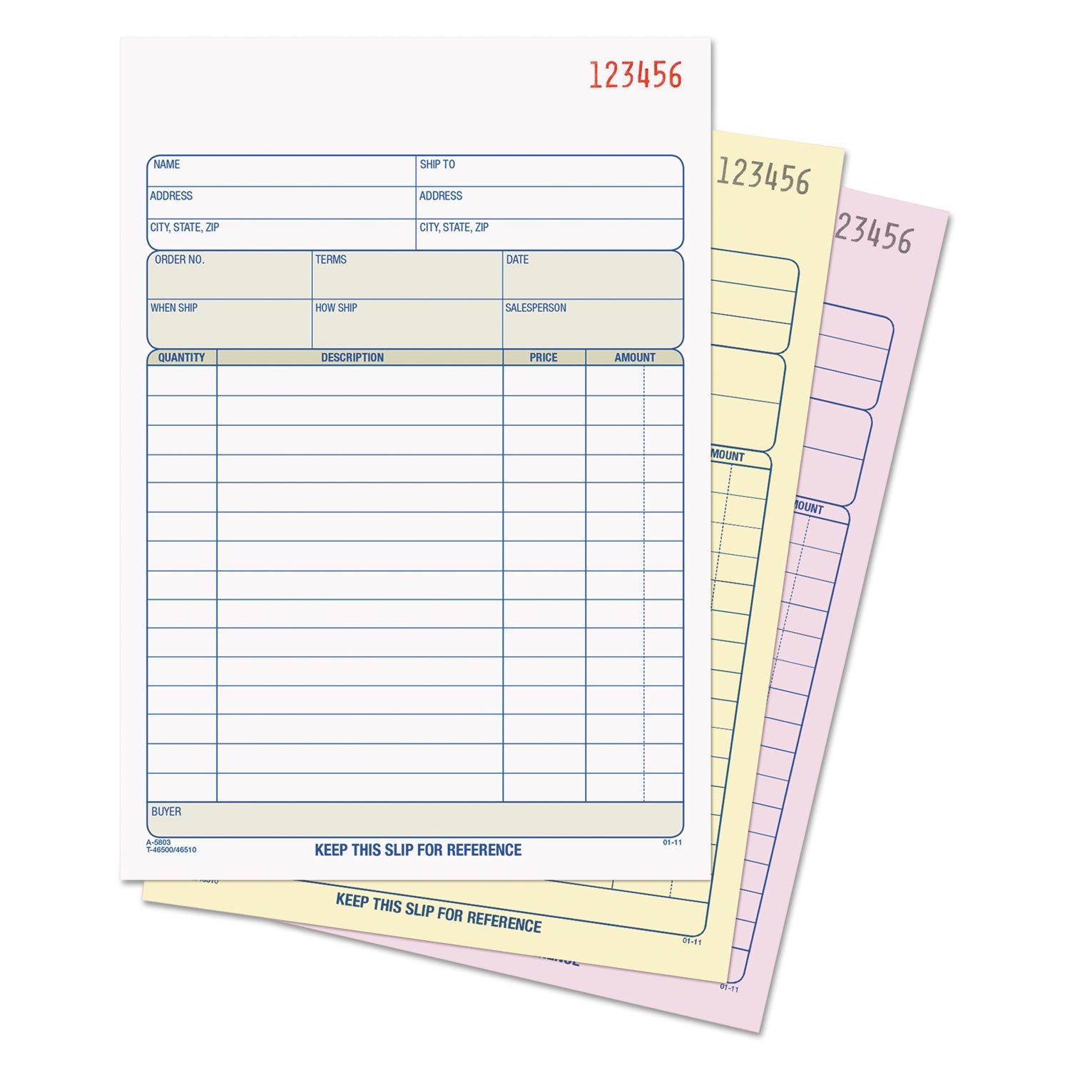 Sales Order Book, Three-Part Carbonless, 7.94 x 5.56, 50 Forms Total -