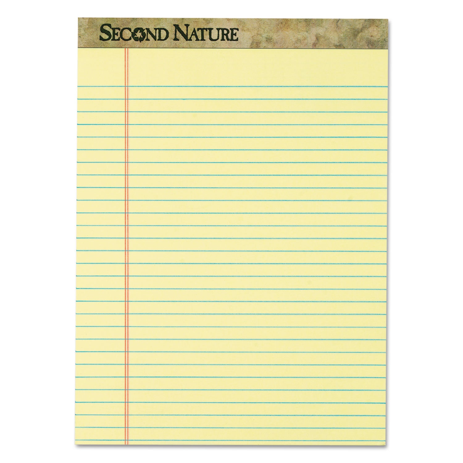 Second Nature Recycled Ruled Pads, Wide/Legal Rule, 50 Canary-Yellow 8.5 x 11.75 Sheets, Dozen -