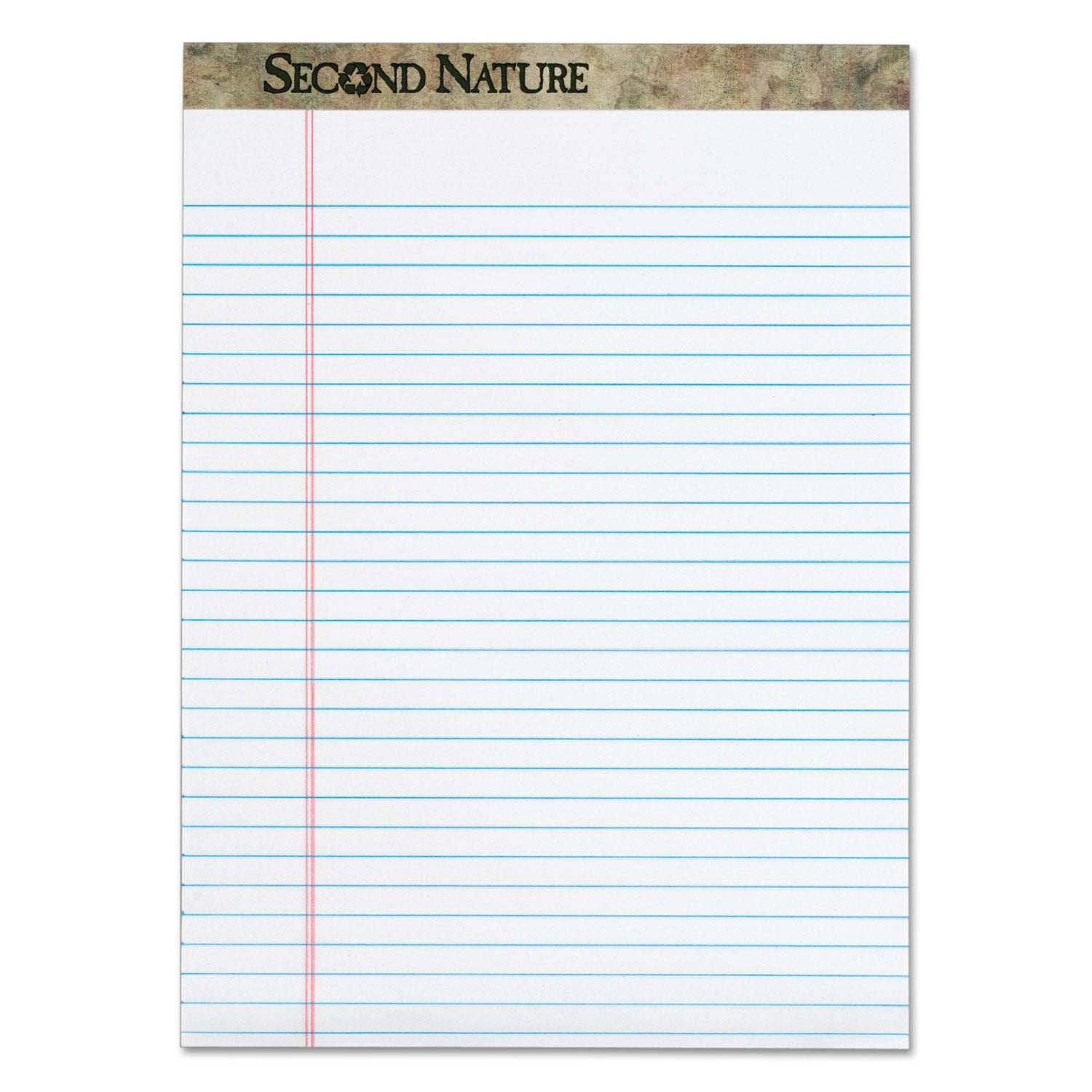Second Nature Recycled Ruled Pads, Wide/Legal Rule, 50 White 8.5 x 11.75 Sheets, Dozen -