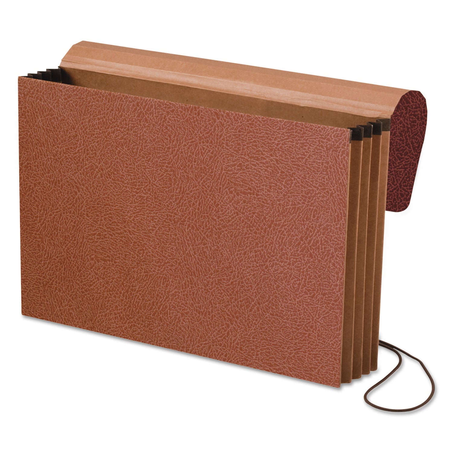Standard Expanding Wallet with Fiber Gussets, 3.5" Expansion, 1 Section, Elastic Cord Closure, Legal Size, Red Fiber -