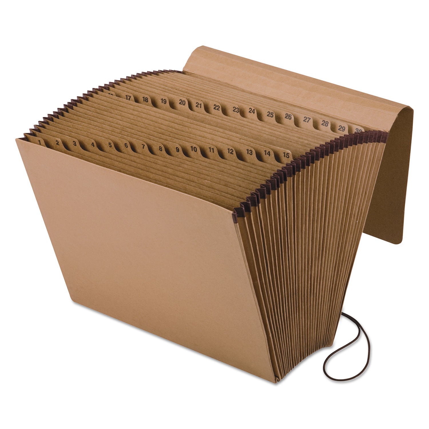 Kraft Indexed Expanding File, 31 Sections, Elastic Cord Closure, 1/15-Cut Tabs, Letter Size, Brown -