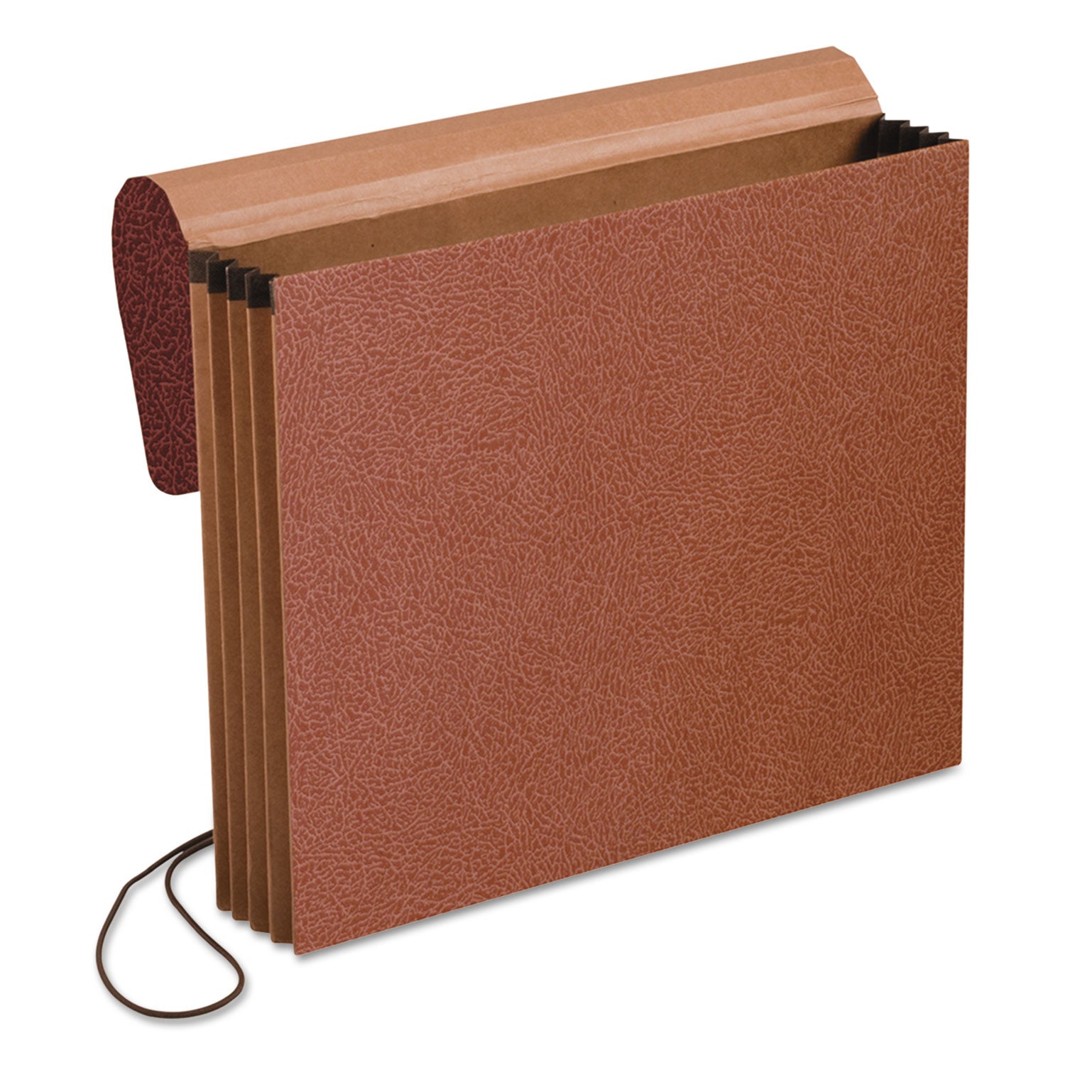 Standard Expanding Wallet with Fiber Gussets, 3.5" Expansion, 1 Section, Elastic Cord Closure, Letter Size, Red Fiber -