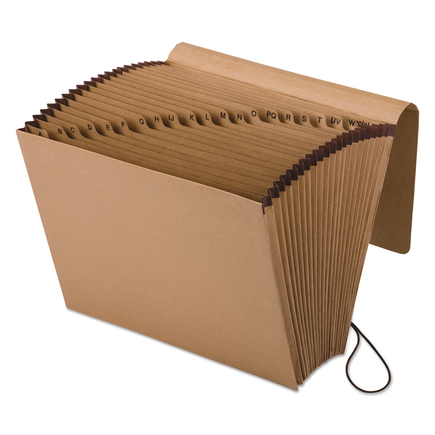 Kraft Indexed Expanding File, 21 Sections, Elastic Cord Closure, 1/21-Cut Tabs, Letter Size, Brown -